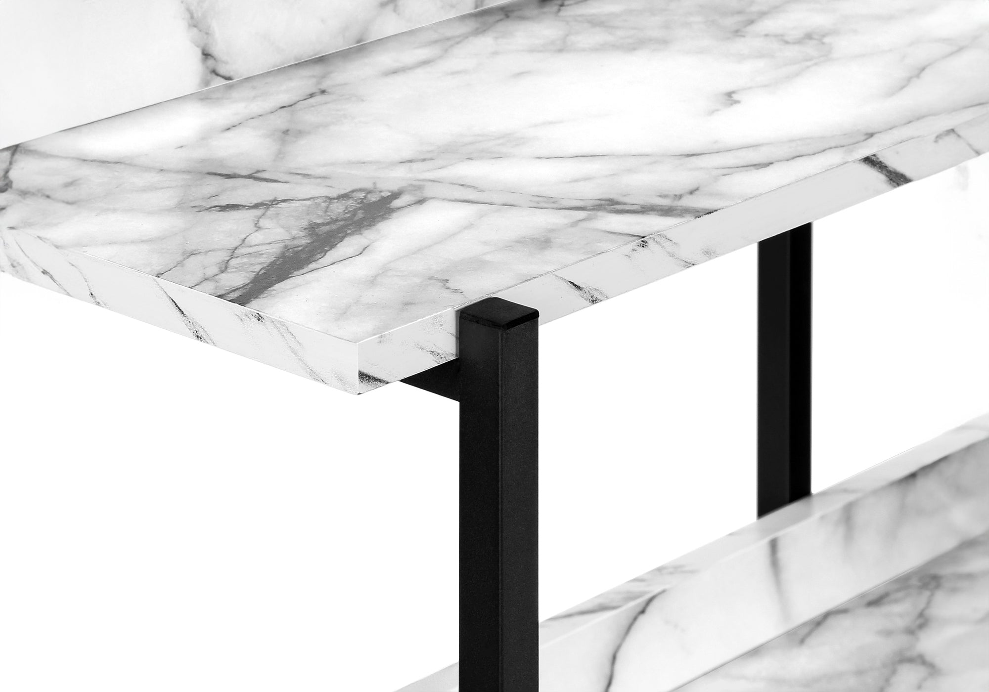 TABLE D'APPOINT - 48"L / CONSOLE MARBRE BLANC/ METAL NOIR – I 2221.