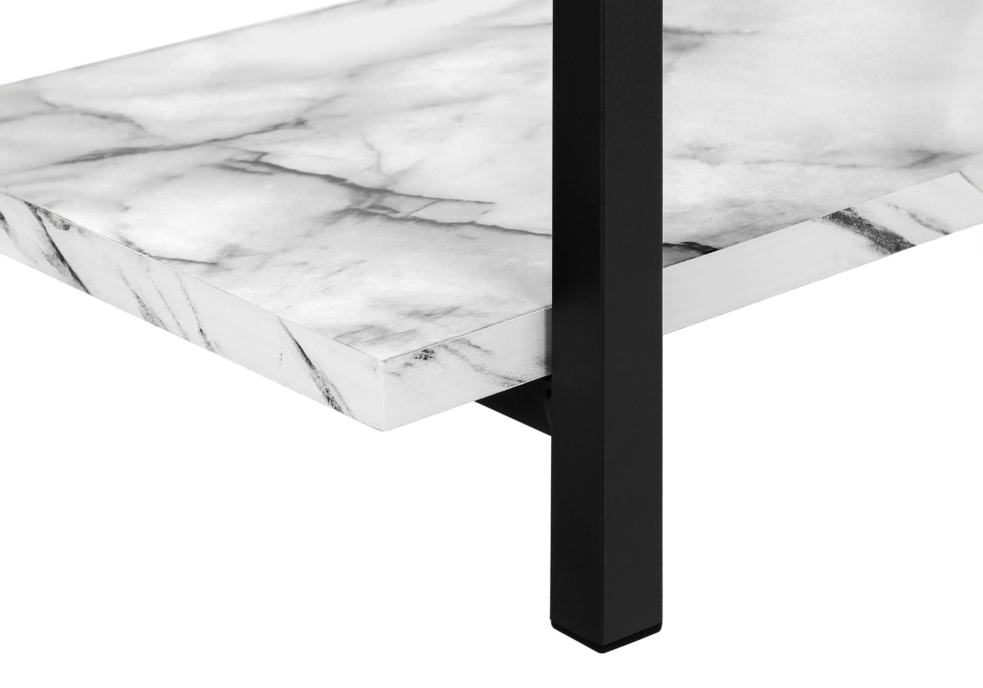 TABLE D'APPOINT - 48"L / CONSOLE MARBRE BLANC/ METAL NOIR – I 2221.
