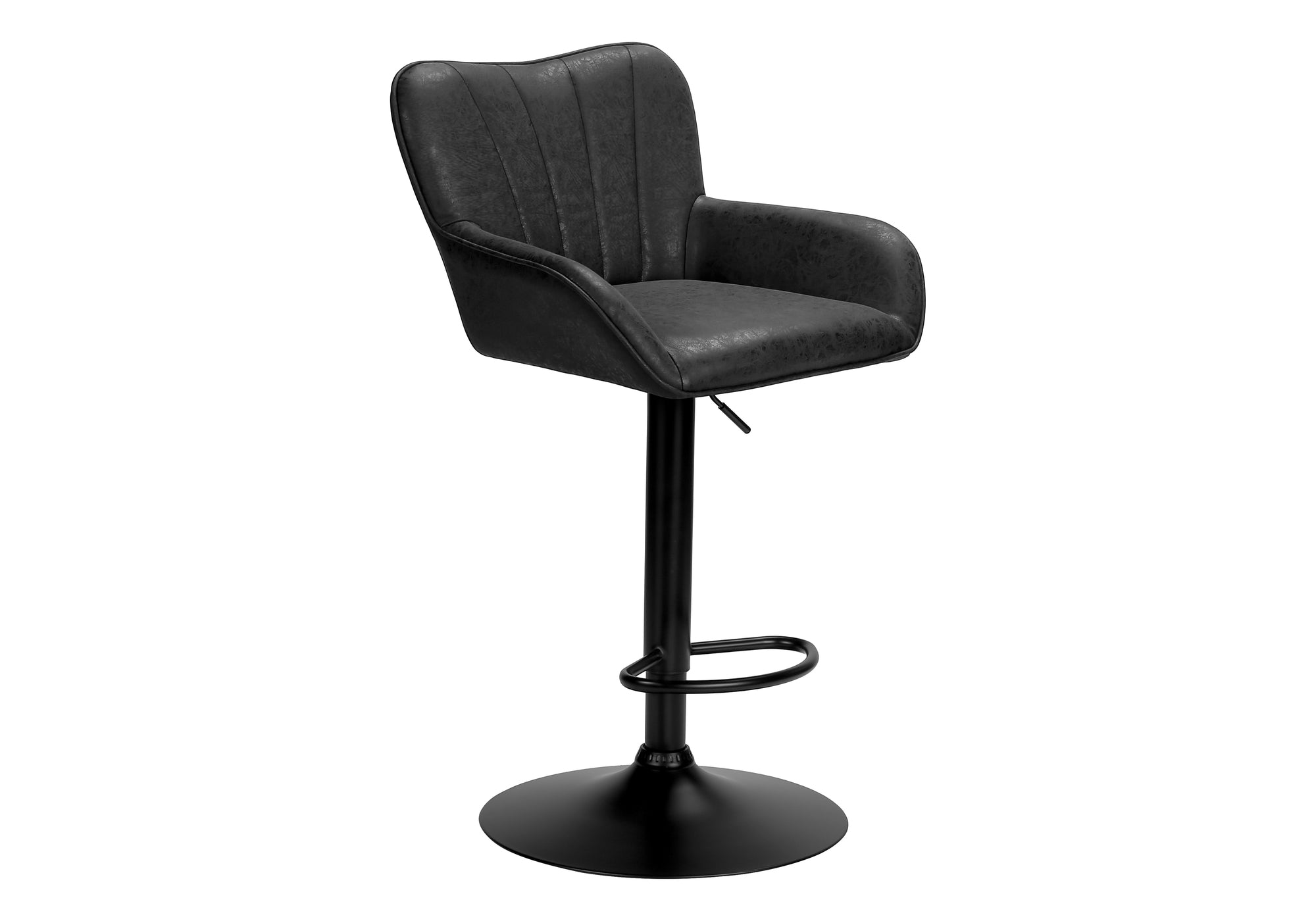 TABOURET DE BAR - 2PCS / PU NOIR / NOIR HAUTEUR REGLABLE – I 2328