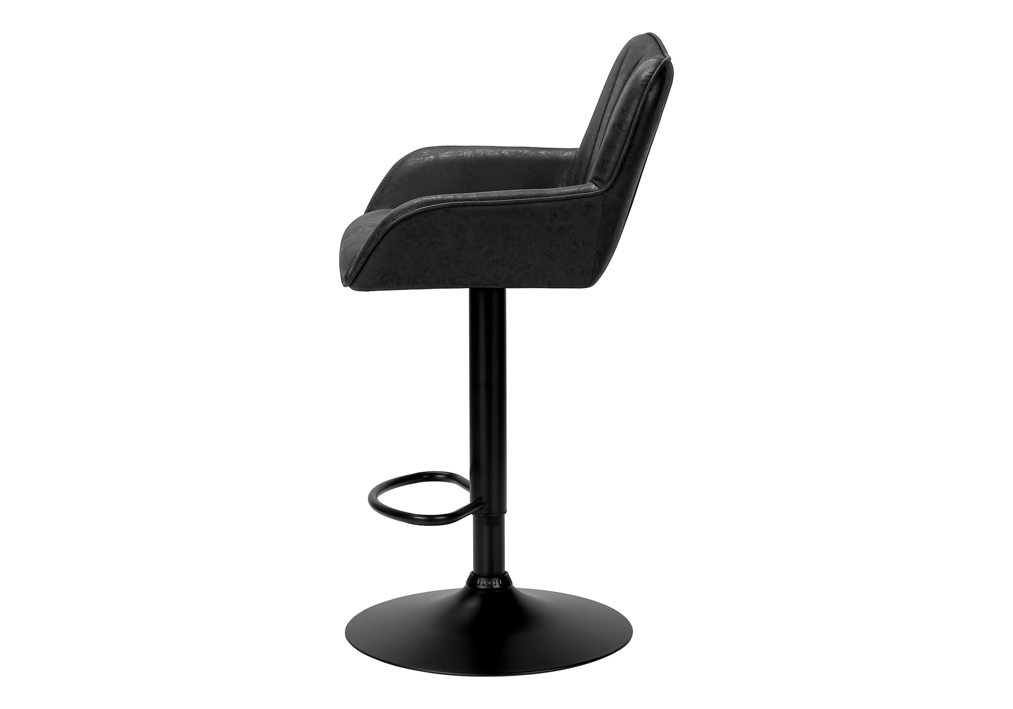 TABOURET DE BAR - 2PCS / PU NOIR / NOIR HAUTEUR REGLABLE – I 2328