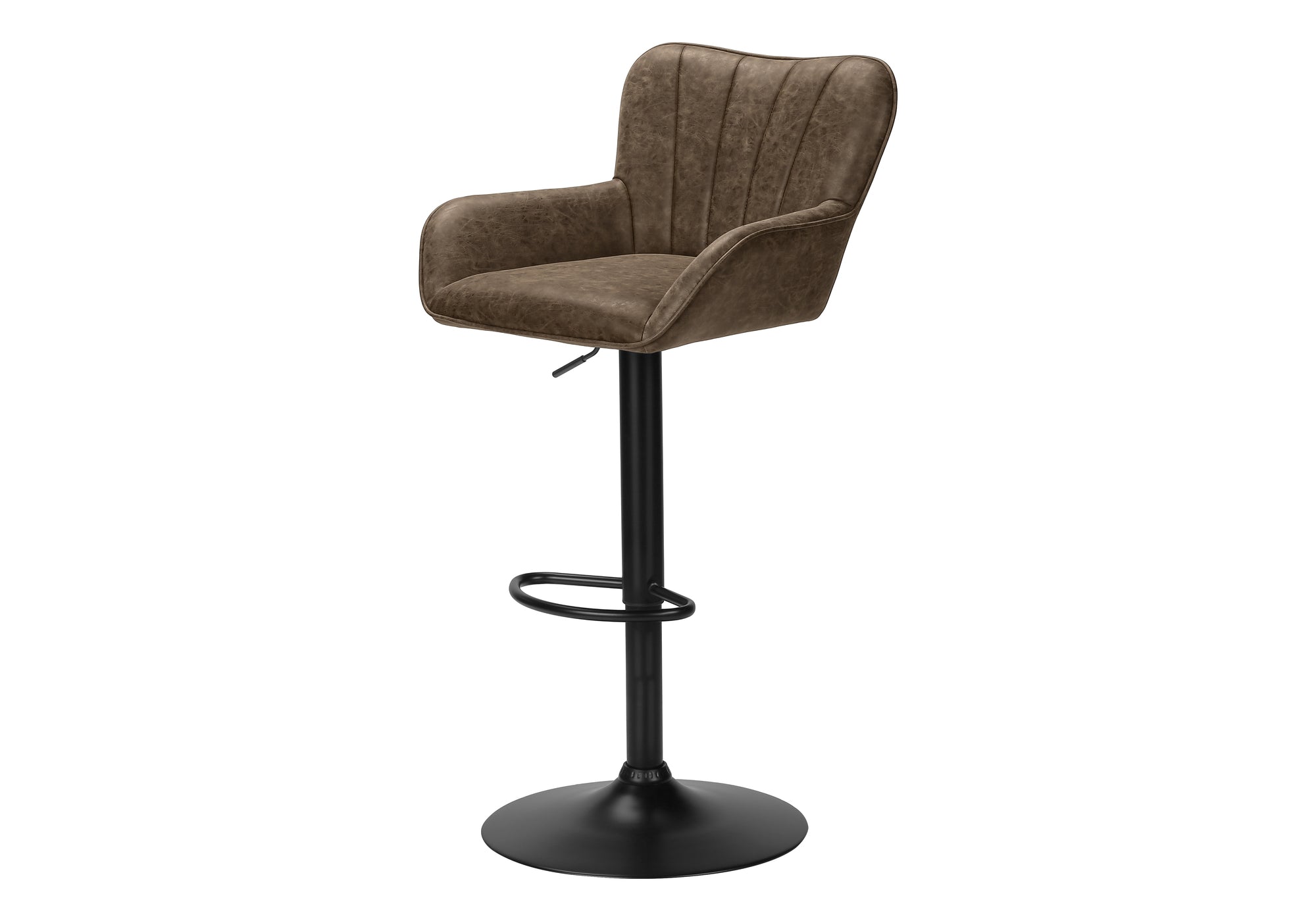 TABOURET DE BAR - 2PCS / PU BRUN / NOIR HAUTEUR REGLABLE – I 2329