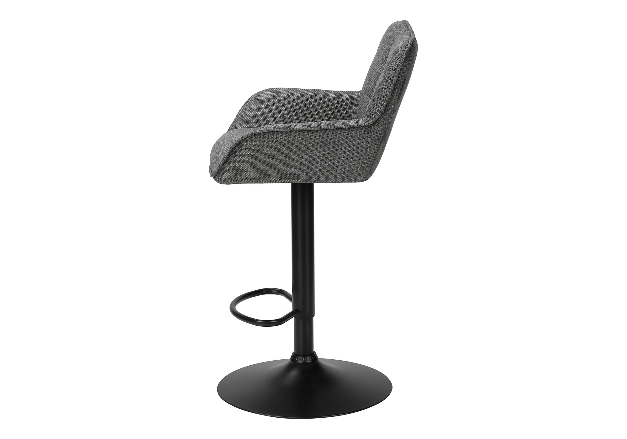TABOURET DE BAR - 2PCS / TISSU GRIS / NOIR HAUTEUR REGLABLE – I 2333