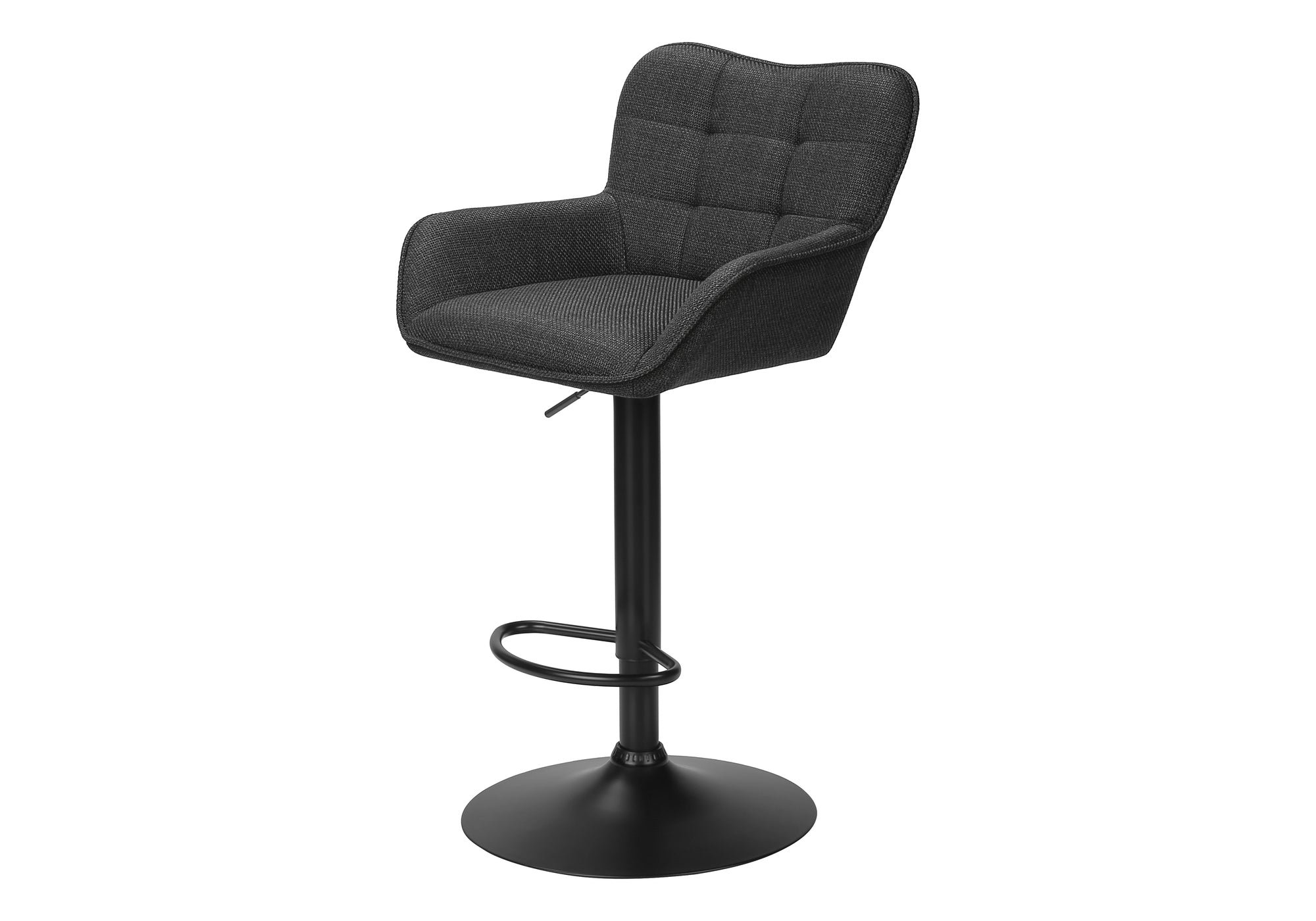 TABOURET DE BAR - 2PCS / TISSU NOIR / NOIR HAUTEUR REGLABLE – I 2334