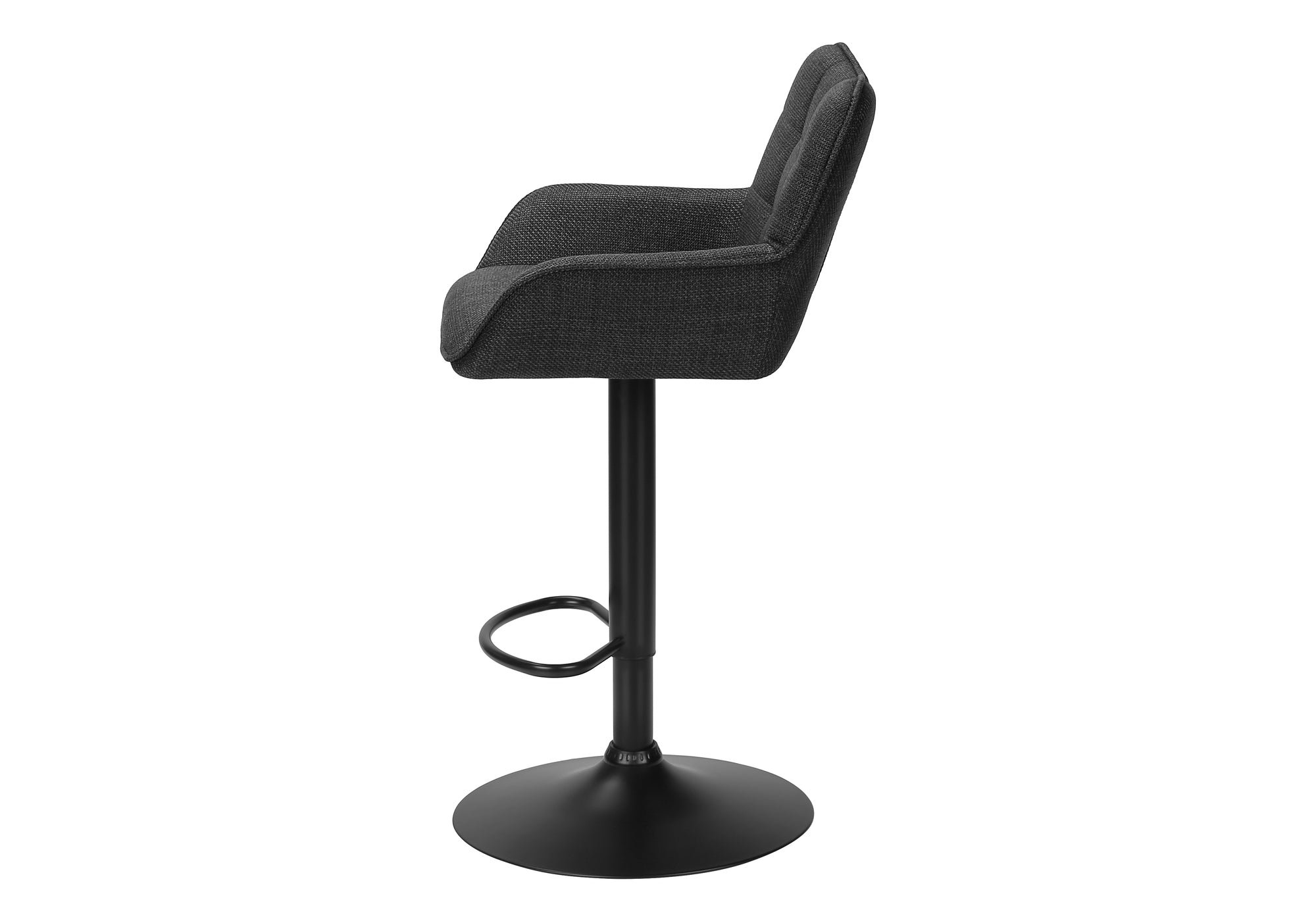 TABOURET DE BAR - 2PCS / TISSU NOIR / NOIR HAUTEUR REGLABLE – I 2334