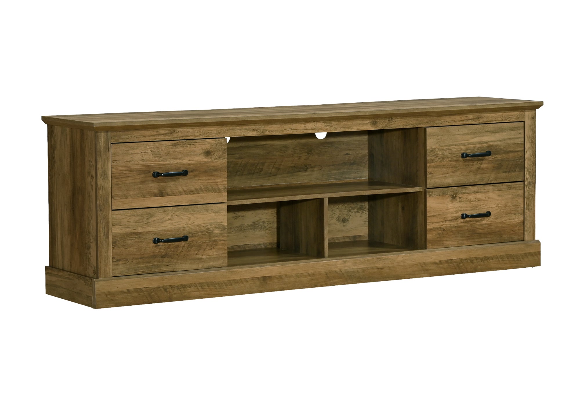 MEUBLE TV - 72"L / BRUN FONCE CHENE AVEC 4 TIROIRS – I 2524