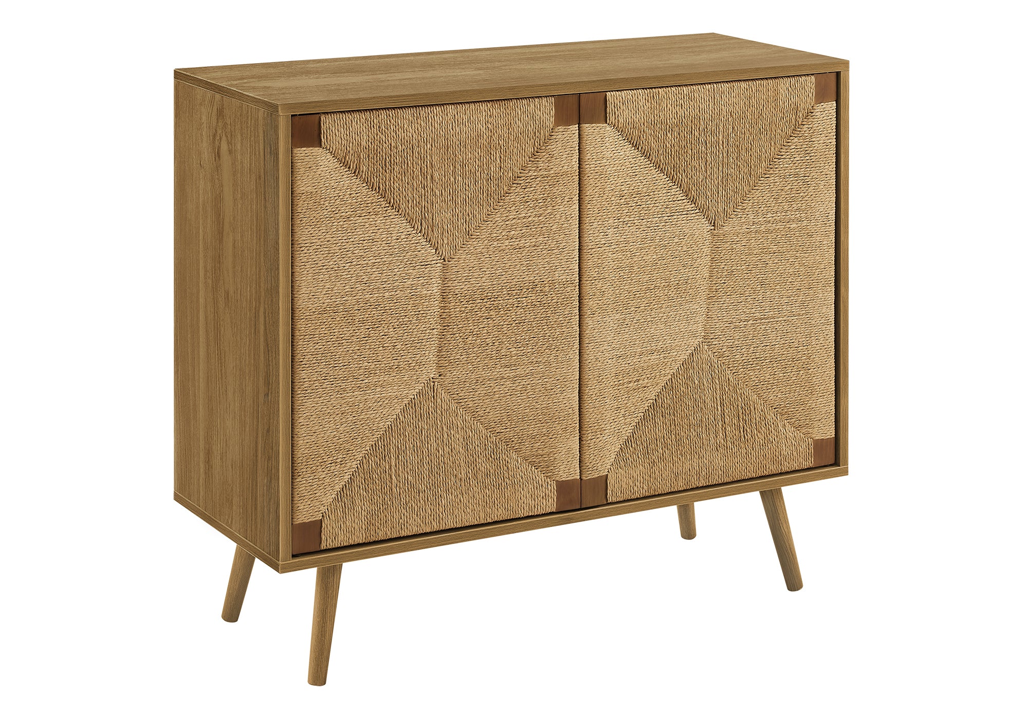 COMMODE - 32"H / ASPECT JONC DE MER / NOYER PALE - 2 PORTES – I 2729