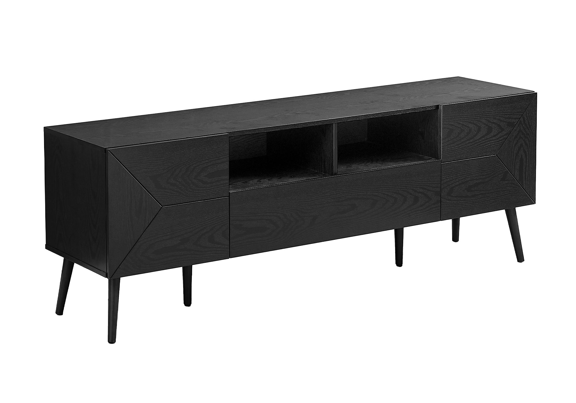 MEUBLE TV - 72"L / NOIR SIMILI-BOIS AVEC D'ENTREPOSAGE – I 2754