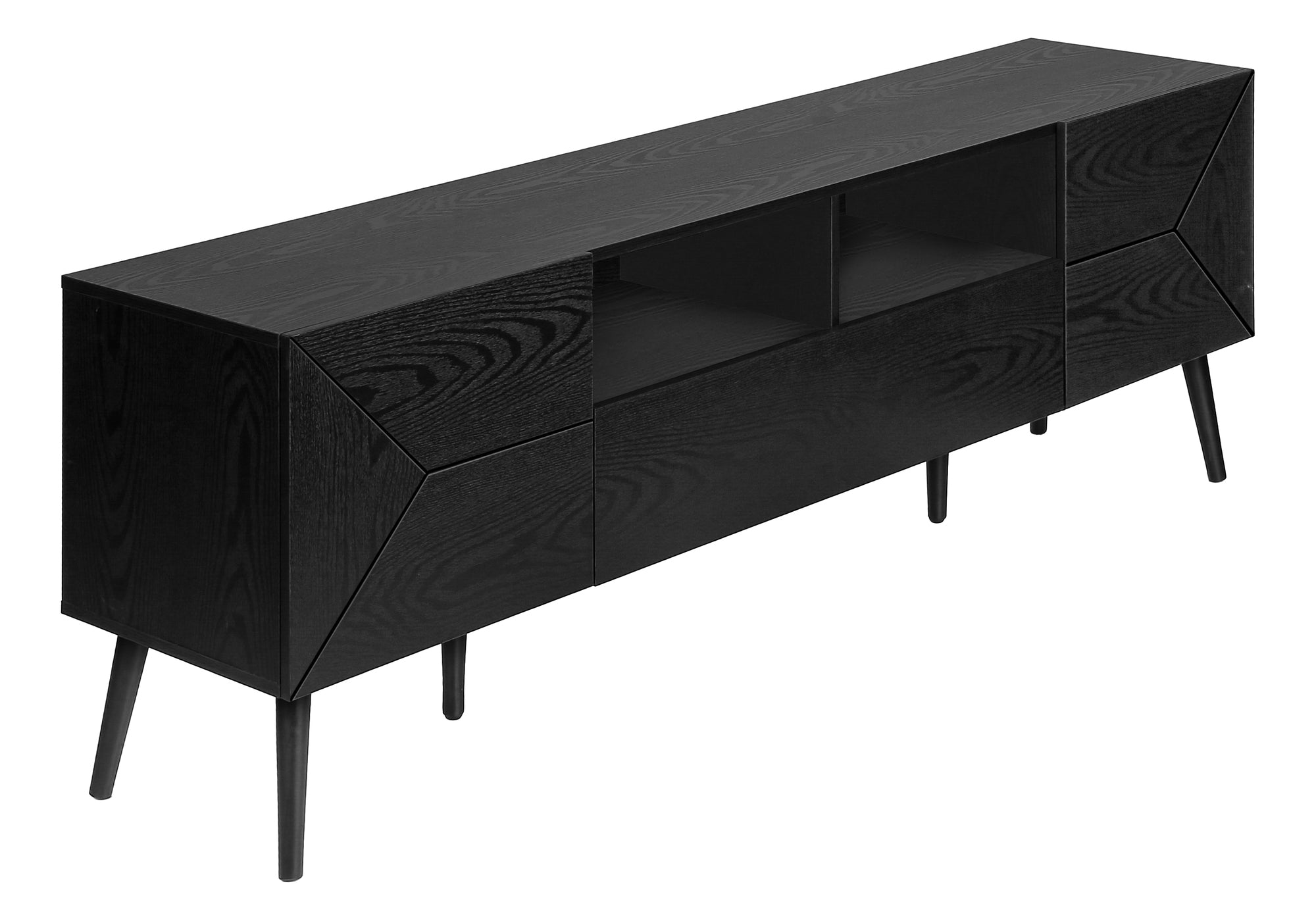 MEUBLE TV - 72"L / NOIR SIMILI-BOIS AVEC D'ENTREPOSAGE – I 2754