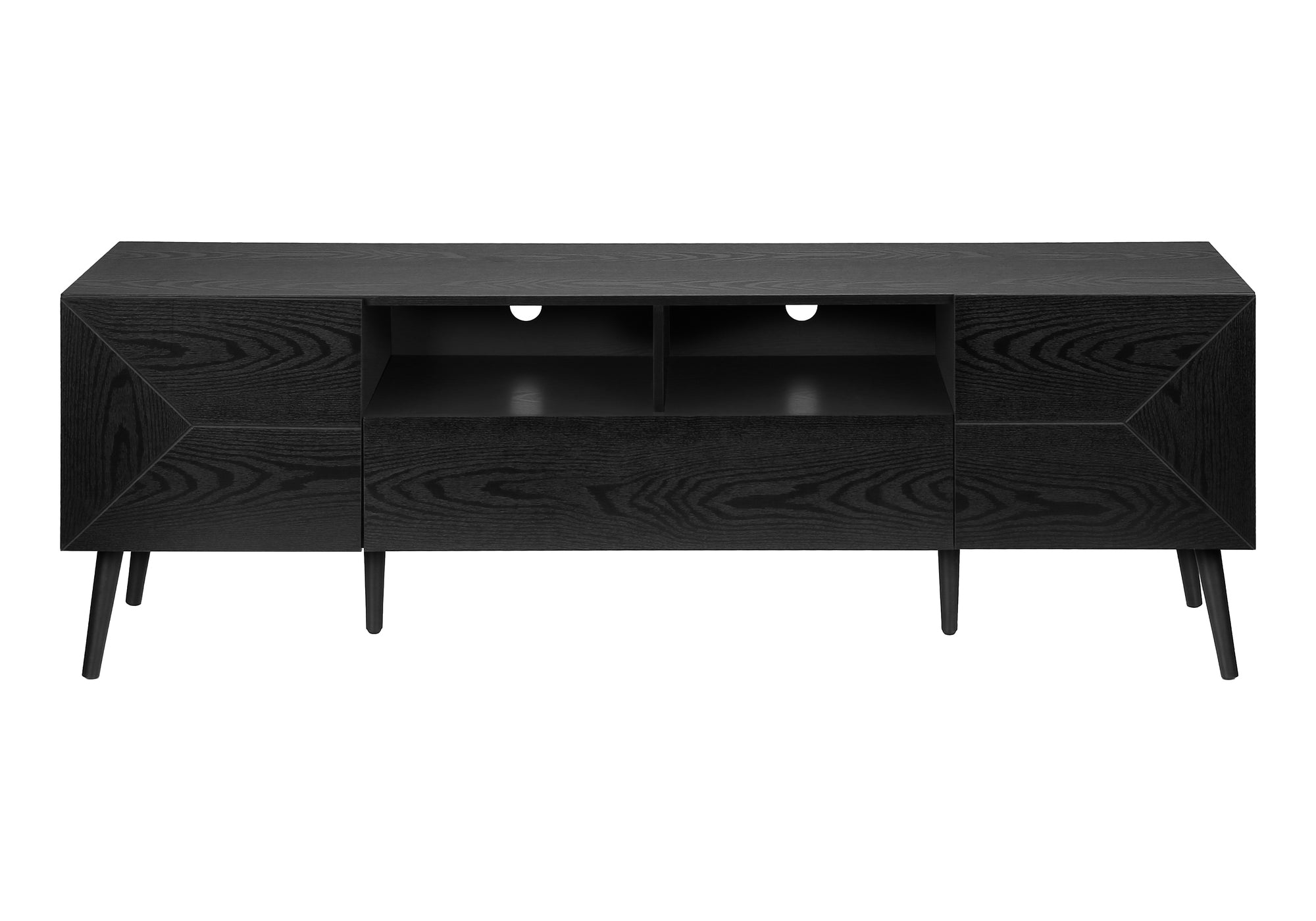 MEUBLE TV - 72"L / NOIR SIMILI-BOIS AVEC D'ENTREPOSAGE – I 2754