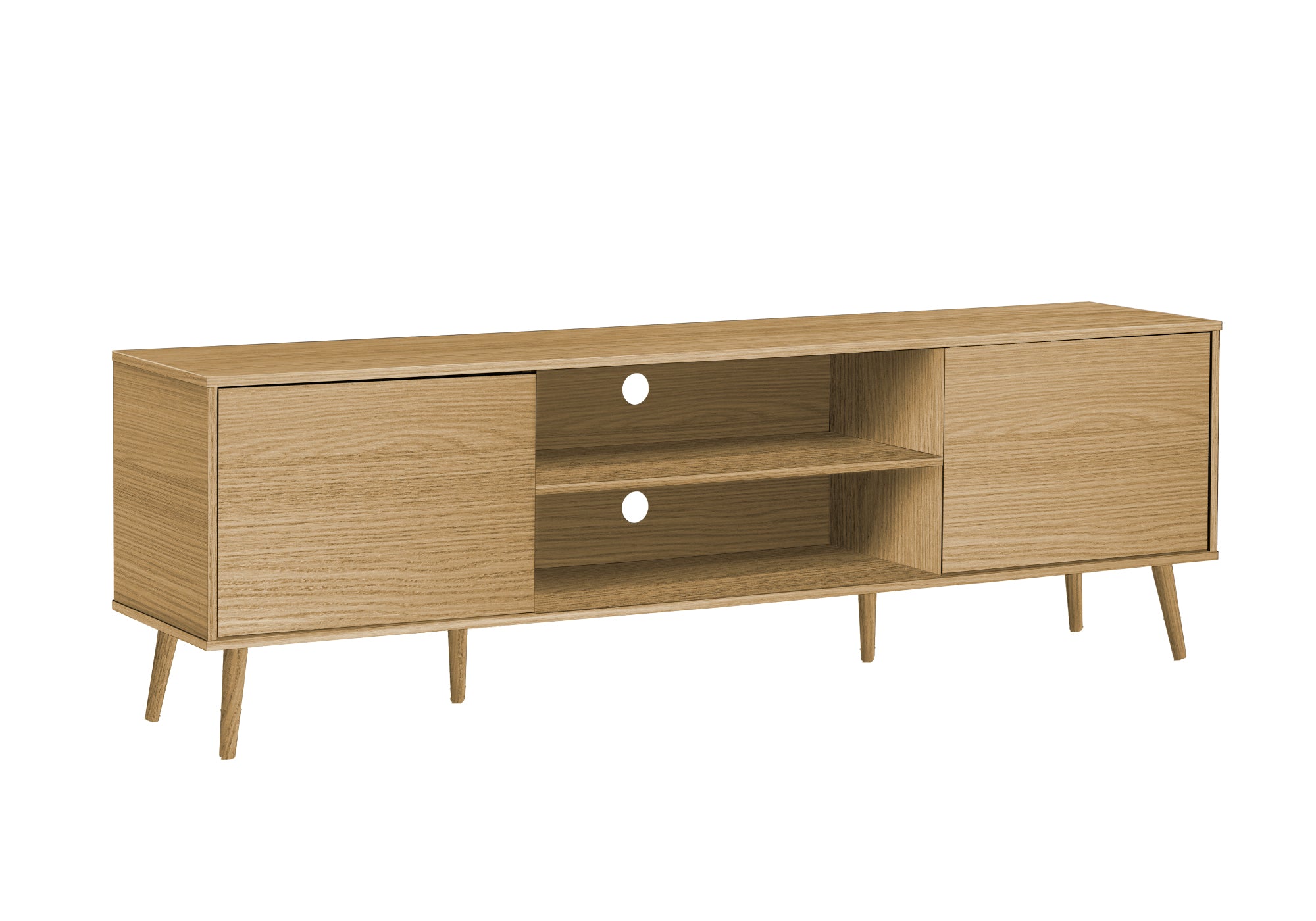 MEUBLE TV - 72"L / NATUREL AVEC 2 PORTES SIMILI-BOIS – I 2777