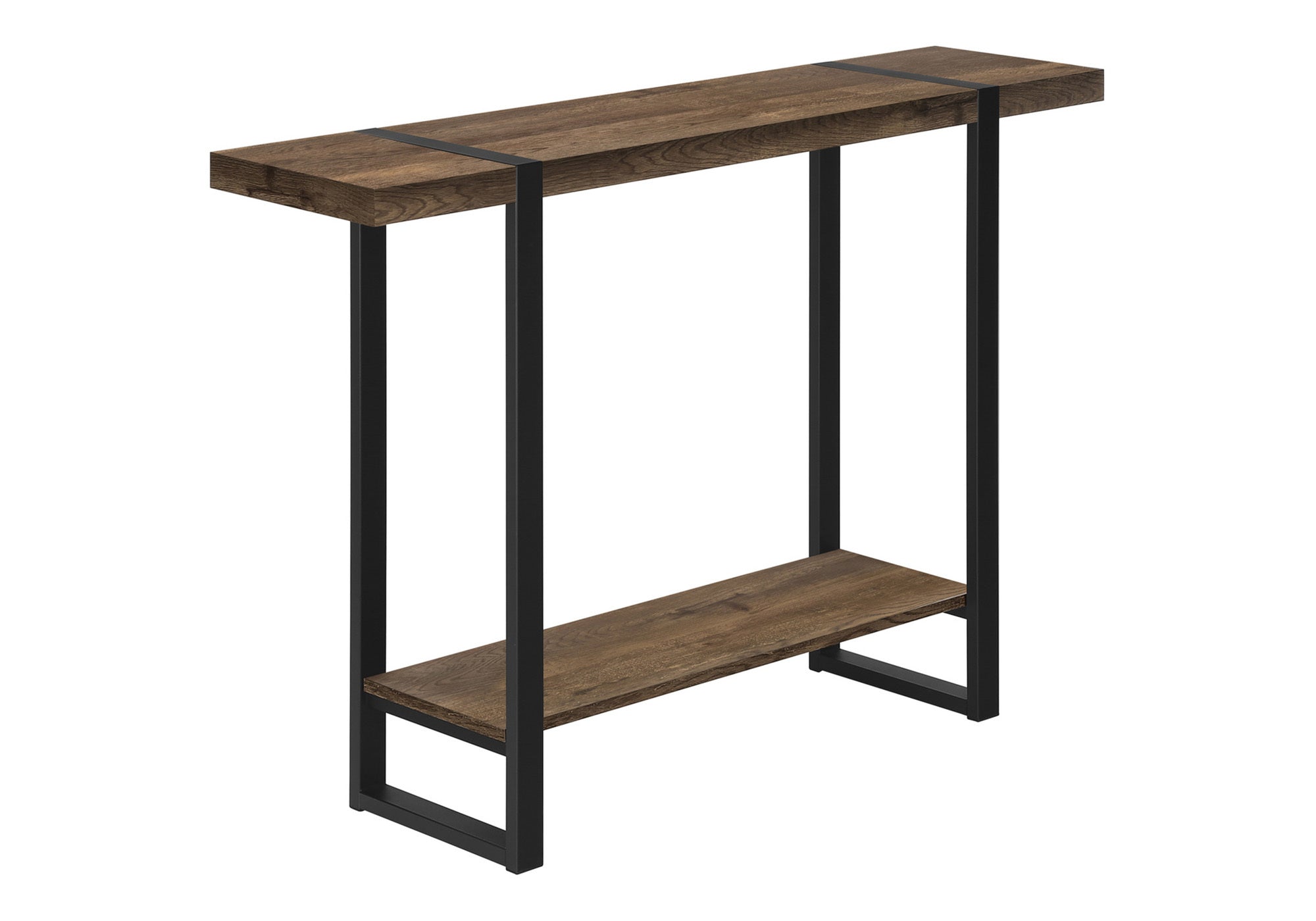 TABLE D'APPOINT - 48"L / FAUX BOIS BRUN / METAL NOIR – I 2851.