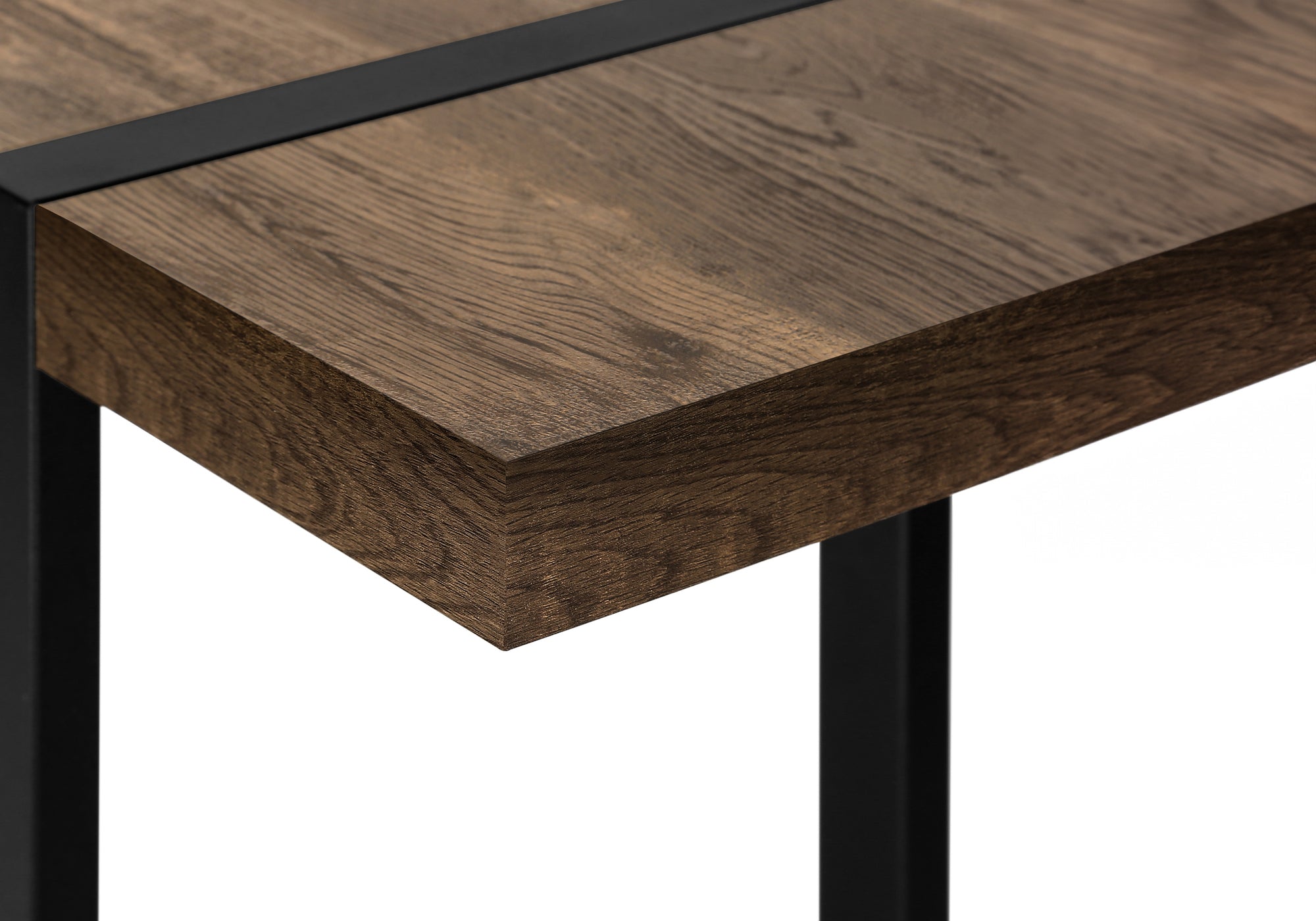 TABLE D'APPOINT - 48"L / FAUX BOIS BRUN / METAL NOIR – I 2851.