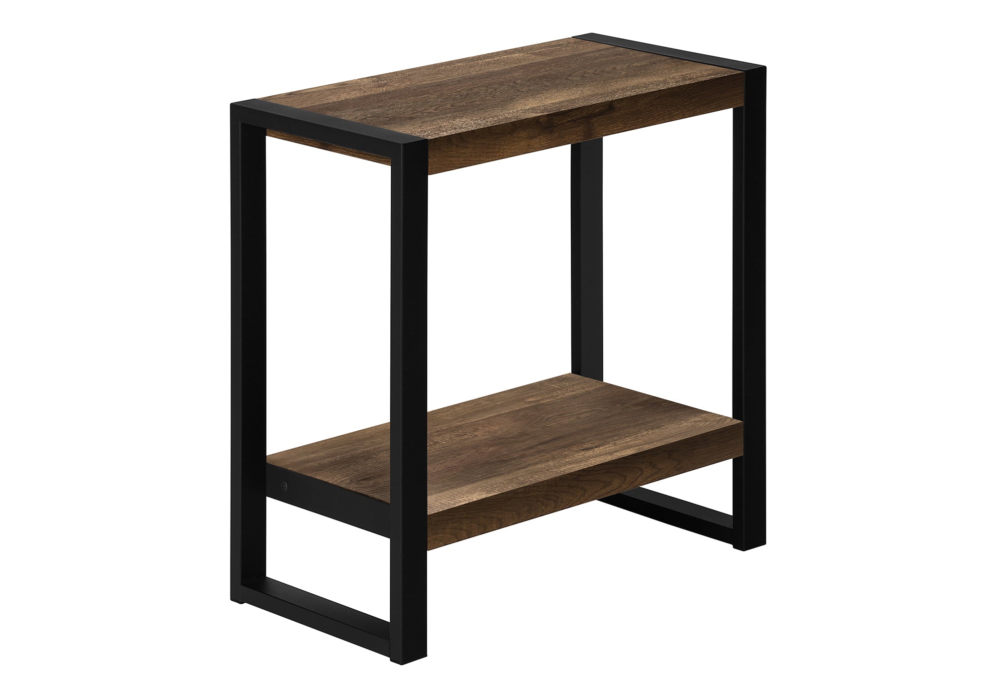 TABLE DE CHEVET - FAUX BOIS BRUN / METAL NOIR – I 2852.