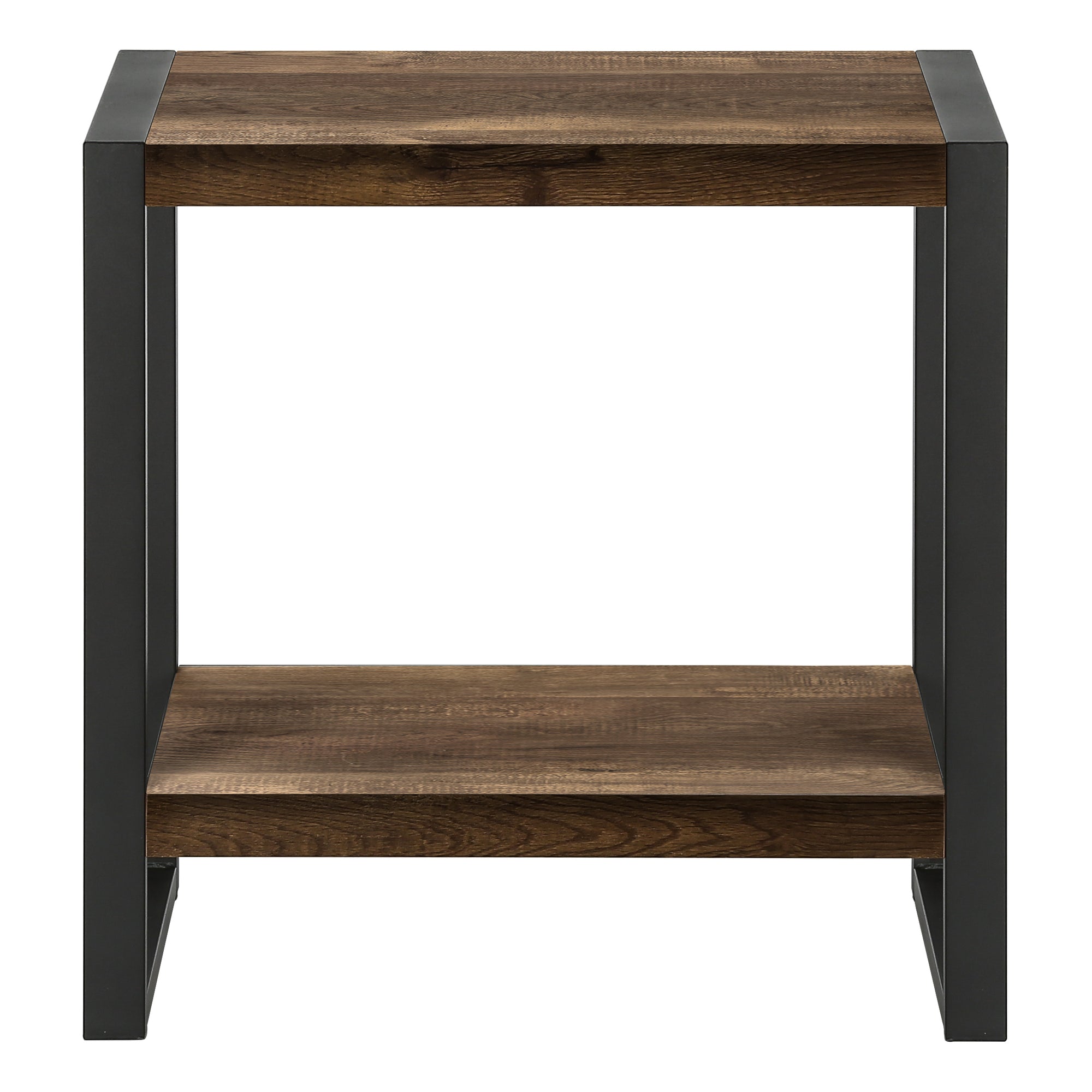 TABLE DE CHEVET - FAUX BOIS BRUN / METAL NOIR – I 2852.