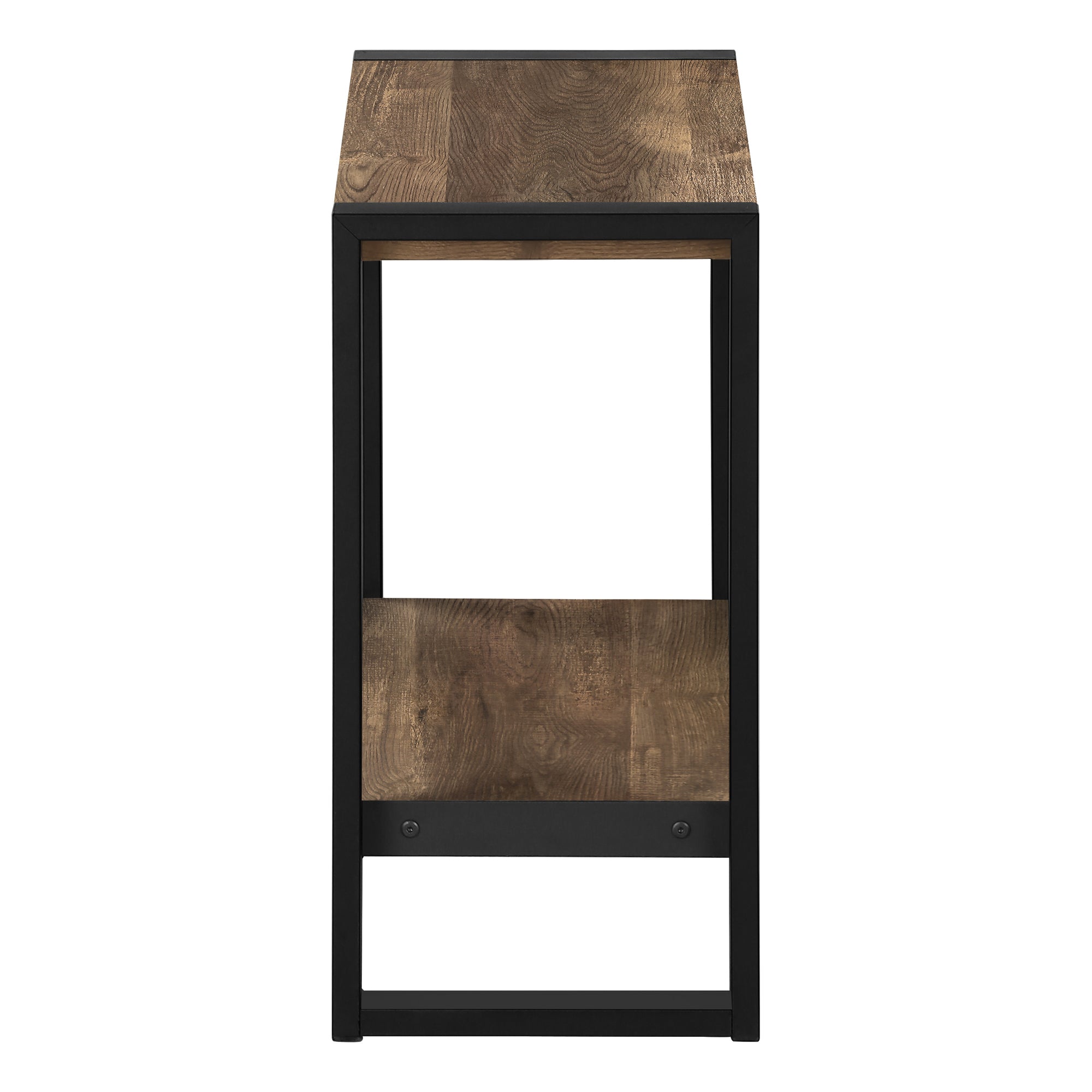 TABLE DE CHEVET - FAUX BOIS BRUN / METAL NOIR – I 2852.
