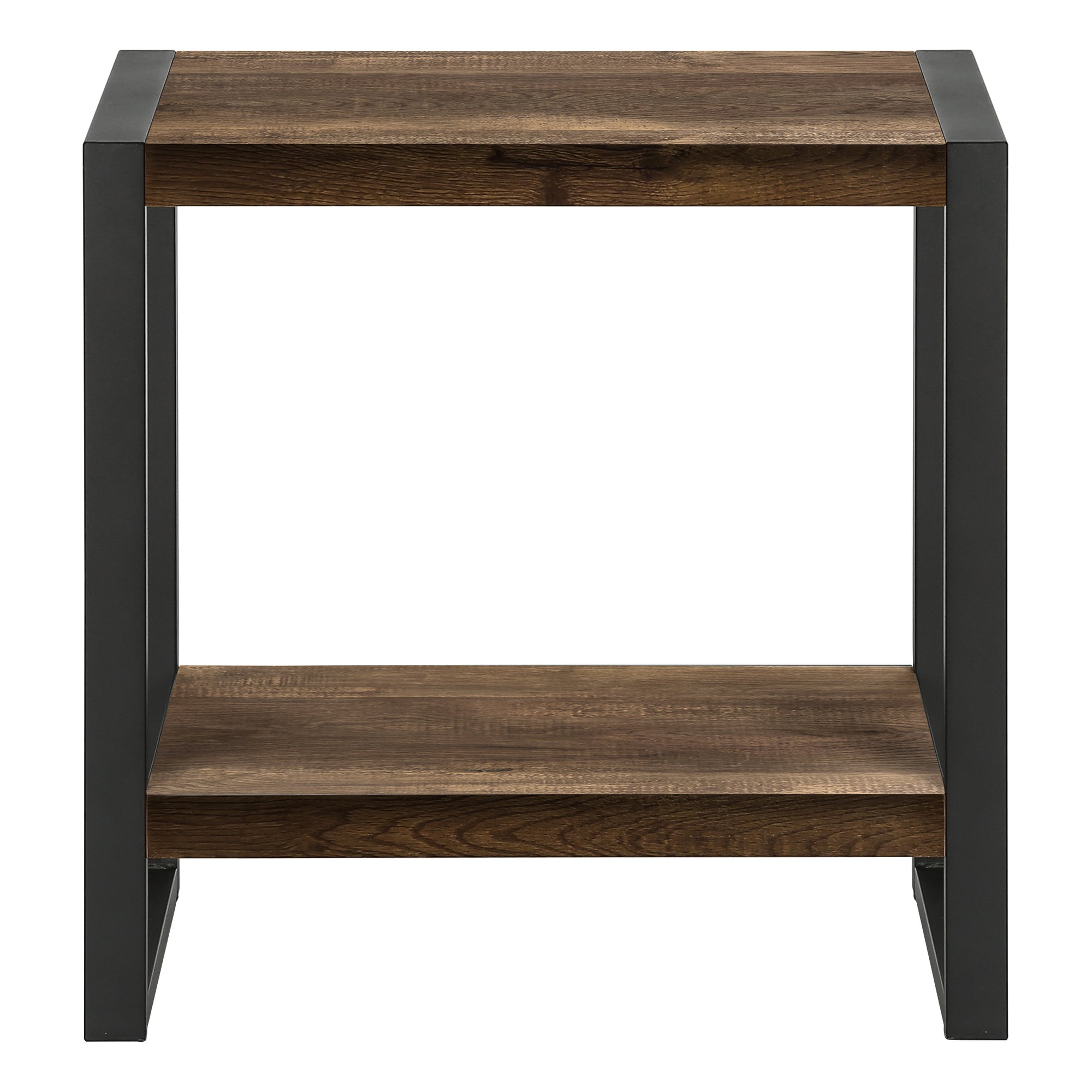 TABLE DE CHEVET - FAUX BOIS BRUN / METAL NOIR – I 2852.
