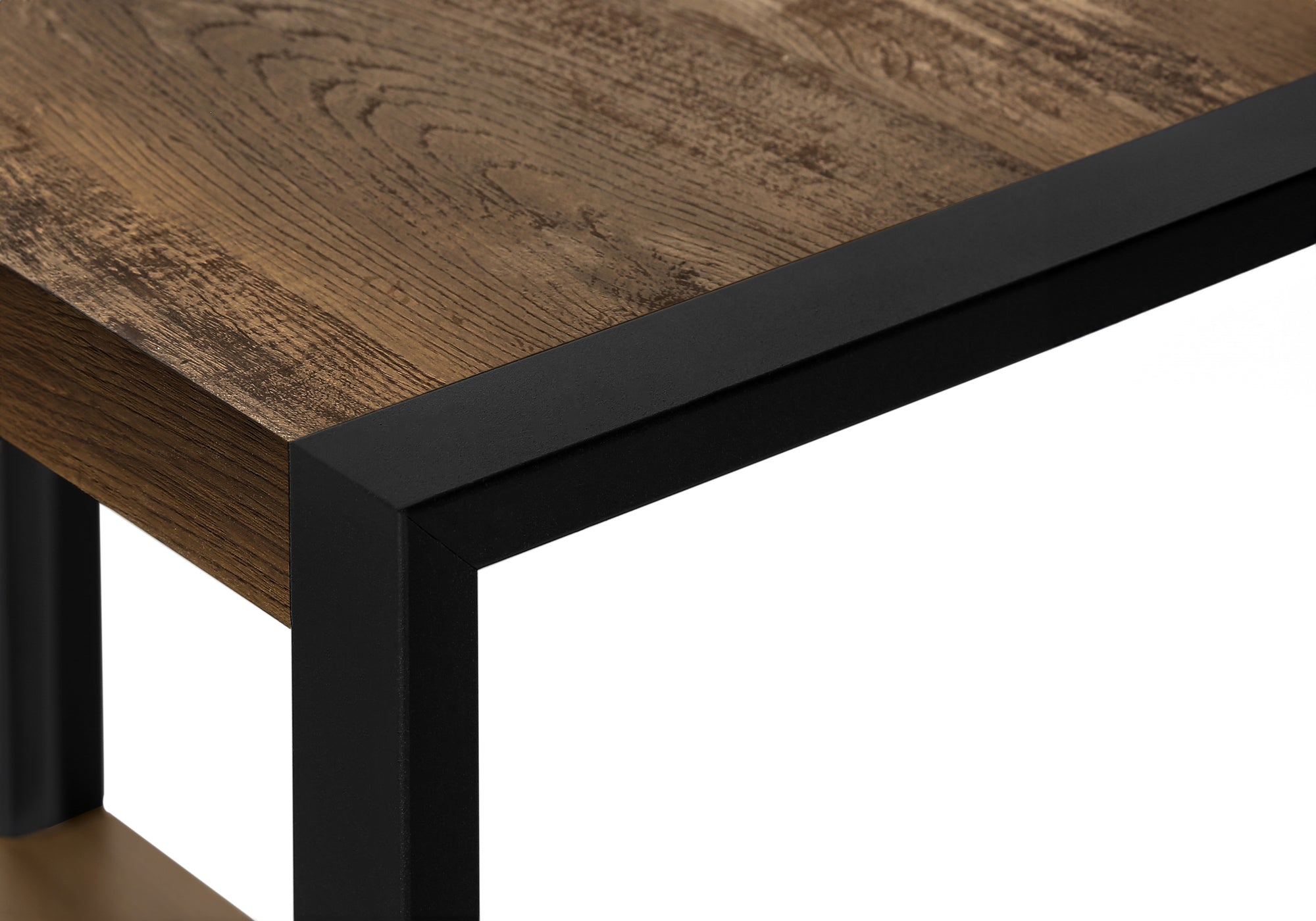 TABLE DE CHEVET - FAUX BOIS BRUN / METAL NOIR – I 2852.
