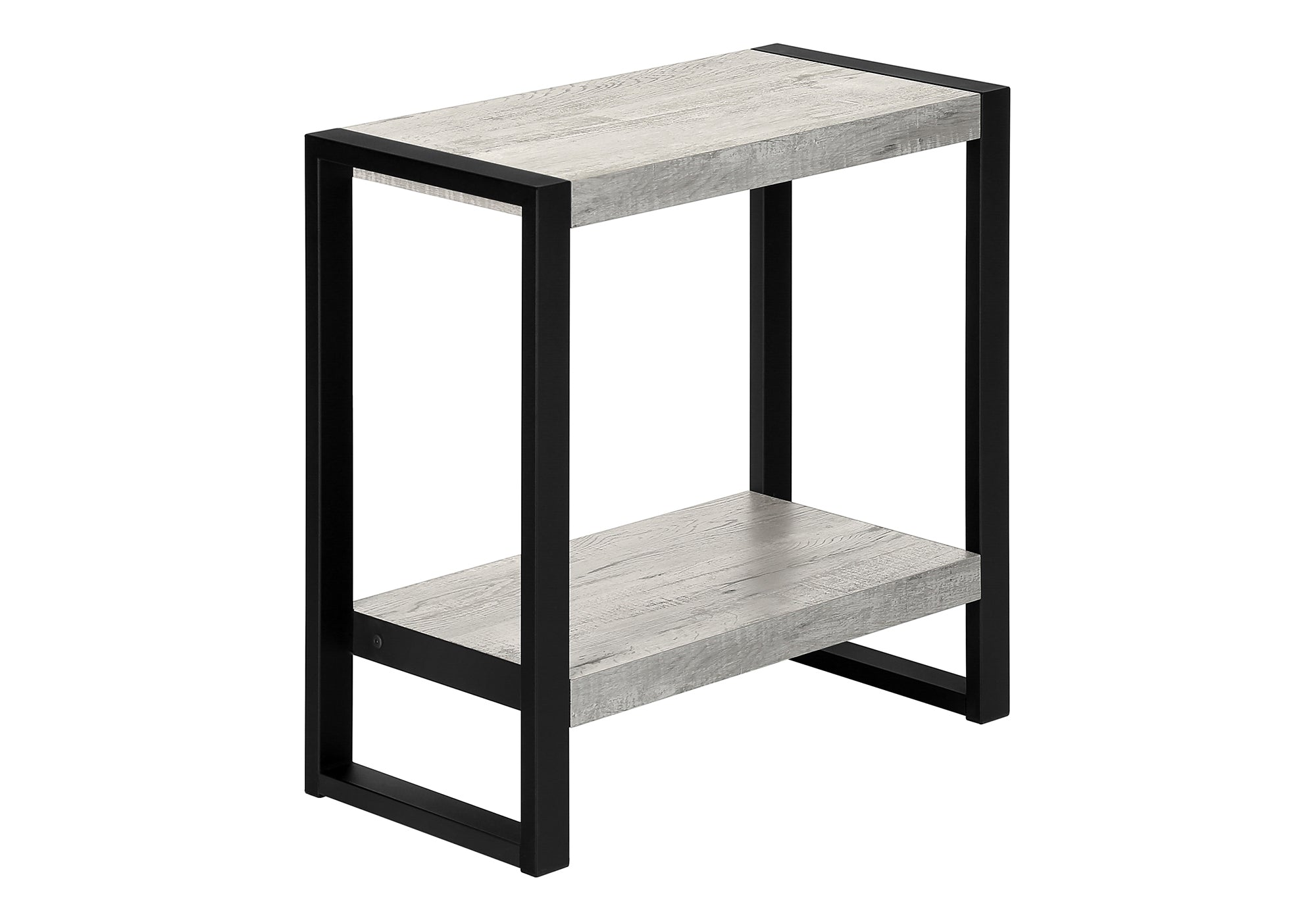 TABLE DE CHEVET - FAUX BOIS GRIS / METAL NOIR – I 2857.