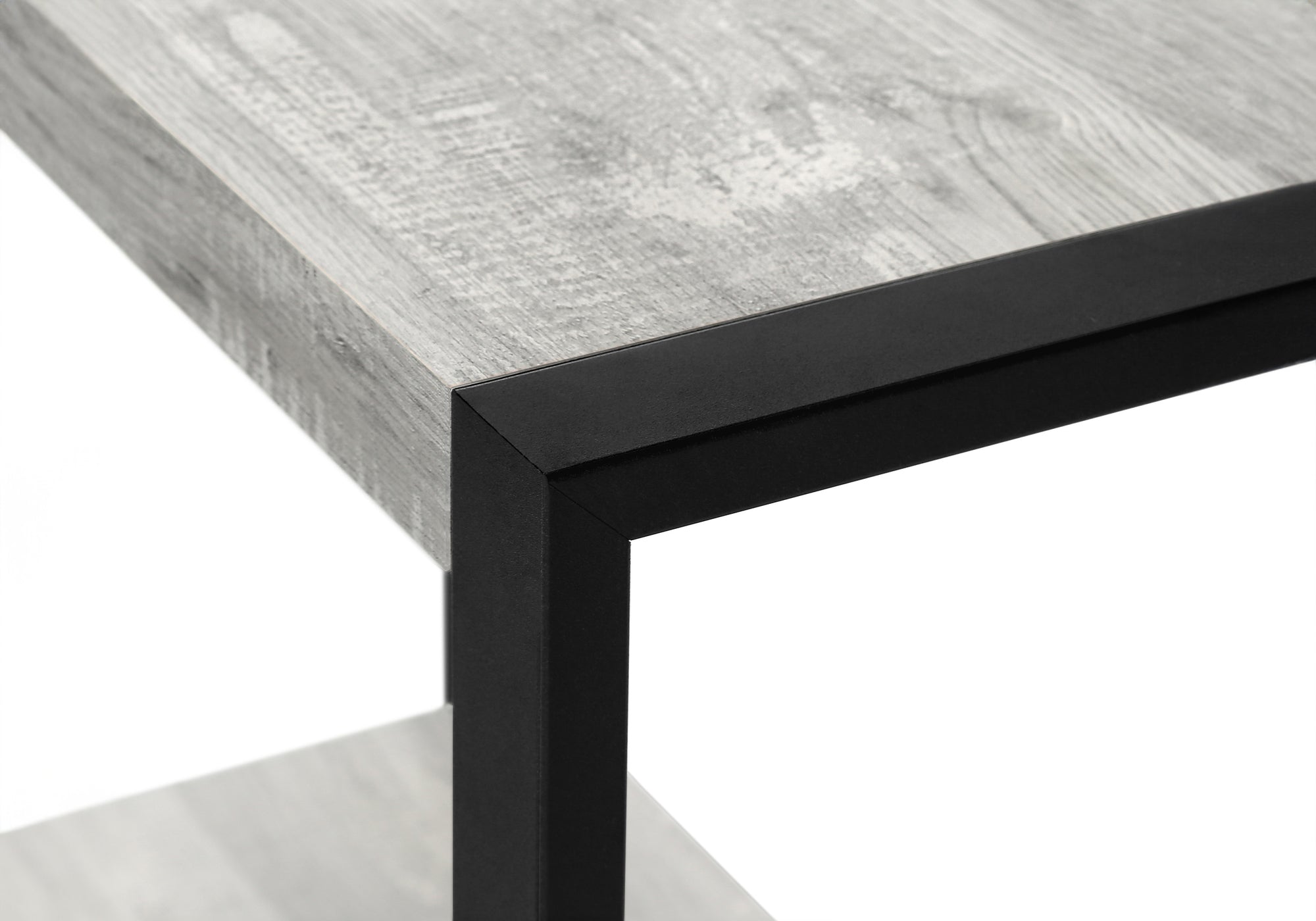 TABLE DE CHEVET - FAUX BOIS GRIS / METAL NOIR – I 2857.