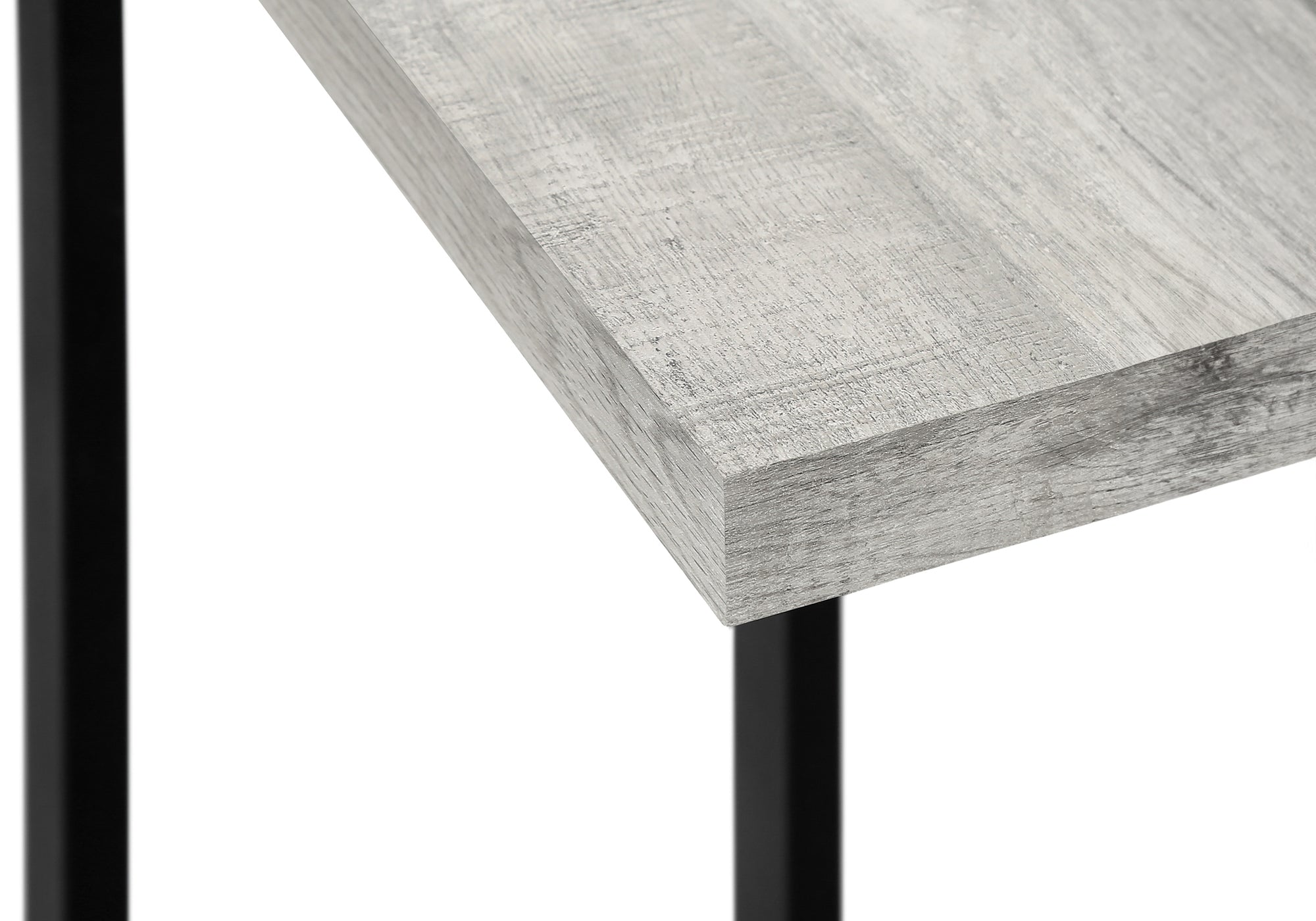 TABLE DE CHEVET - FAUX BOIS GRIS / METAL NOIR – I 2858.
