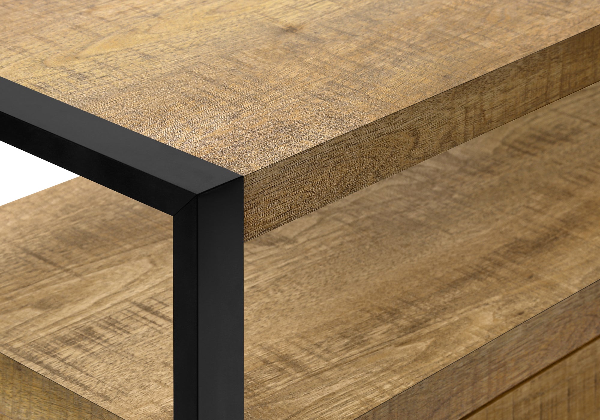 MEUBLE TV - 72"L / 3 TIROIRS BOIS DE MANGUE / METAL NOIR – I 2880