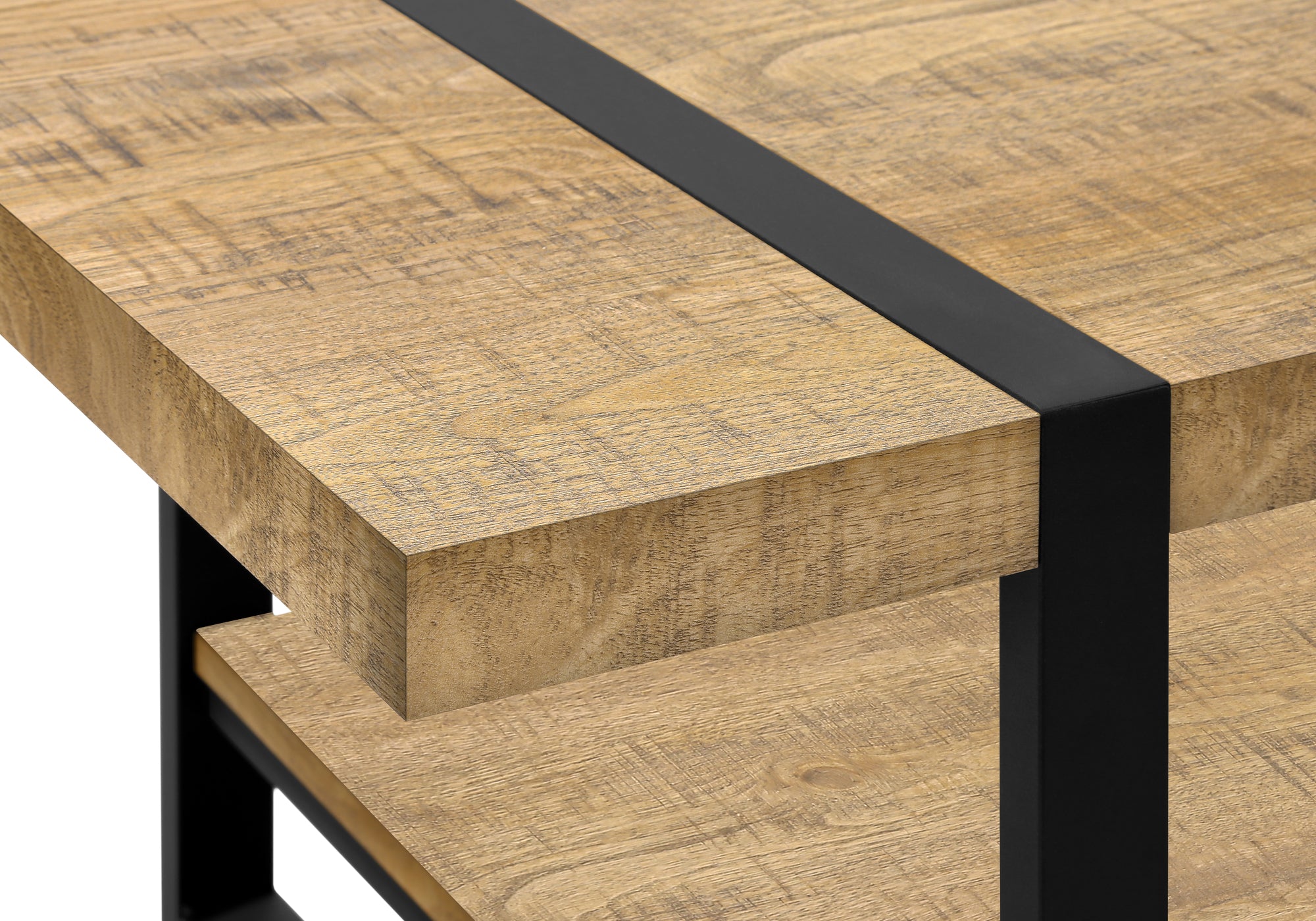 TABLE DE SALON - ASPECT BOIS DE MANGUE / METAL NOIR – I 2884