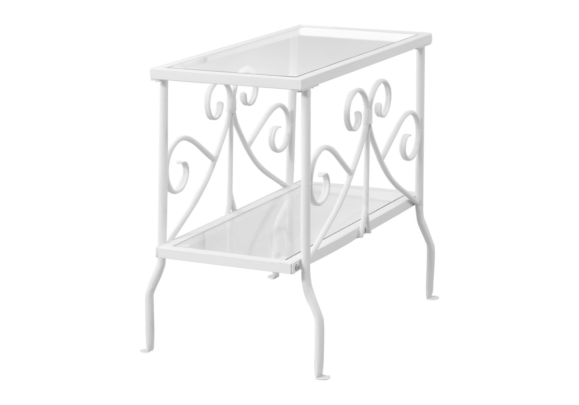 TABLE D'APPOINT - METAL BLANC AVEC VERRE TREMPE – I 3105