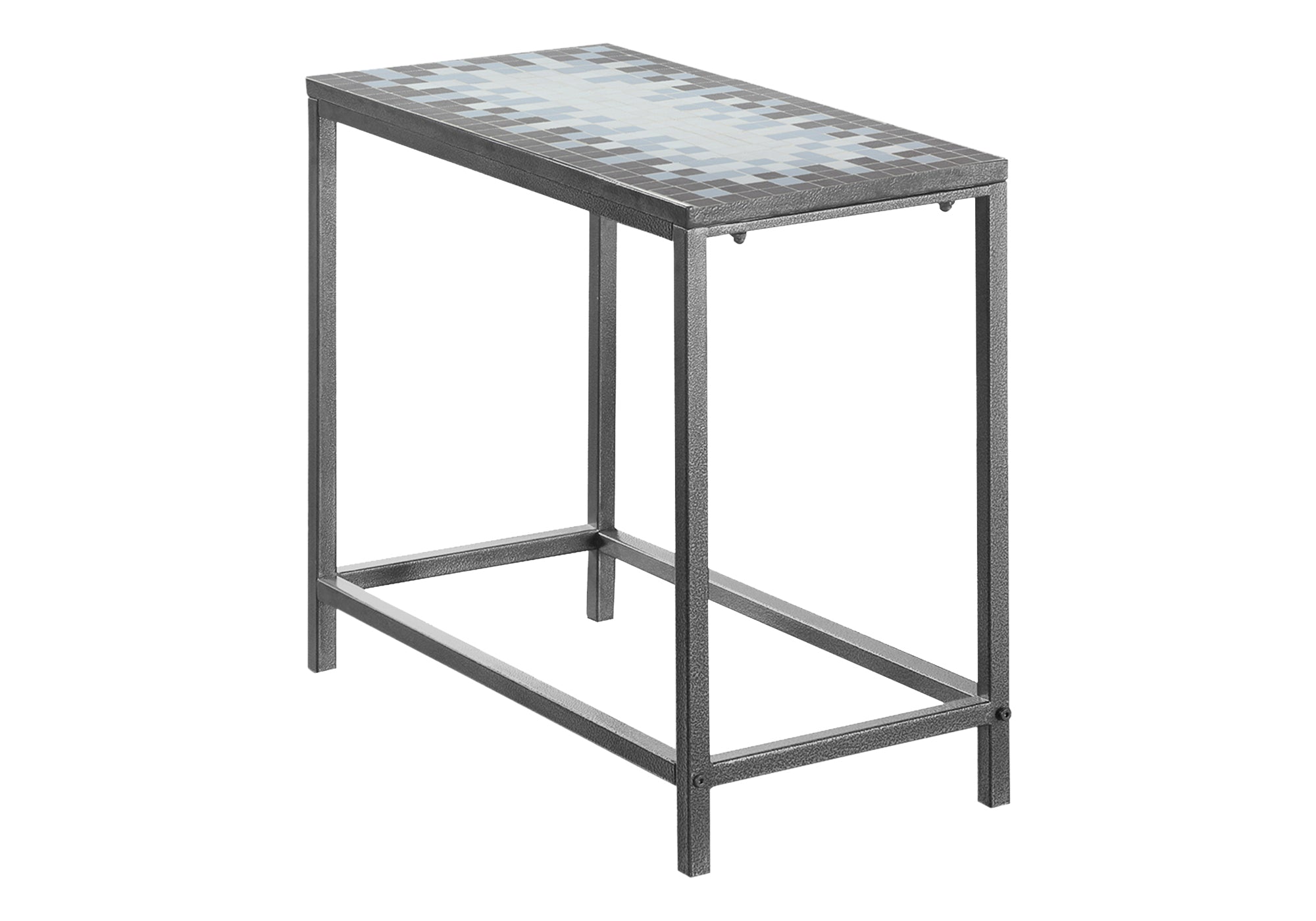 TABLE D'APPOINT - GRIS / DESSUS TUILE BLEU / ARGENT – I 3143