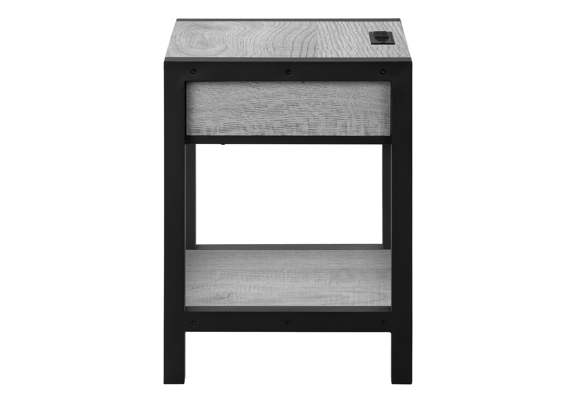 TABLE D'APPOINT - 24"H / GRIS / NOIR METAL USB / PRISE – I 3201
