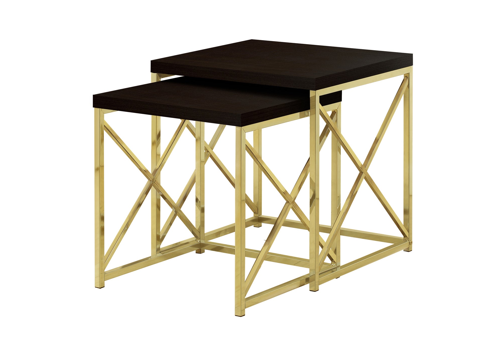 TABLES GIGOGNES - ENS. 2PCS / ESPRESSO / METAL OR – I 3237