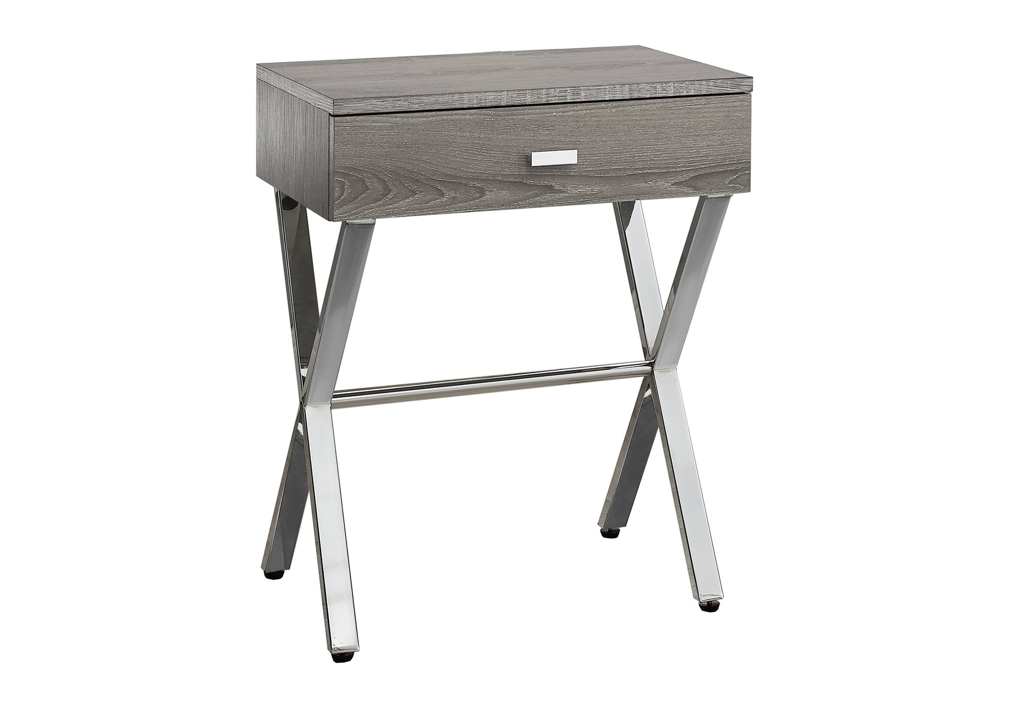 TABLE DE CHEVET - 24"H / TAUPE FONCE / METAL CHROME – I 3263.