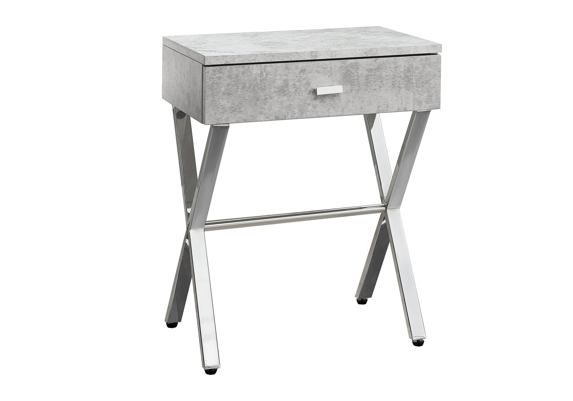 TABLE DE CHEVET - 24"H / GRIS CIMENTE / METAL CHROME – I 3264.