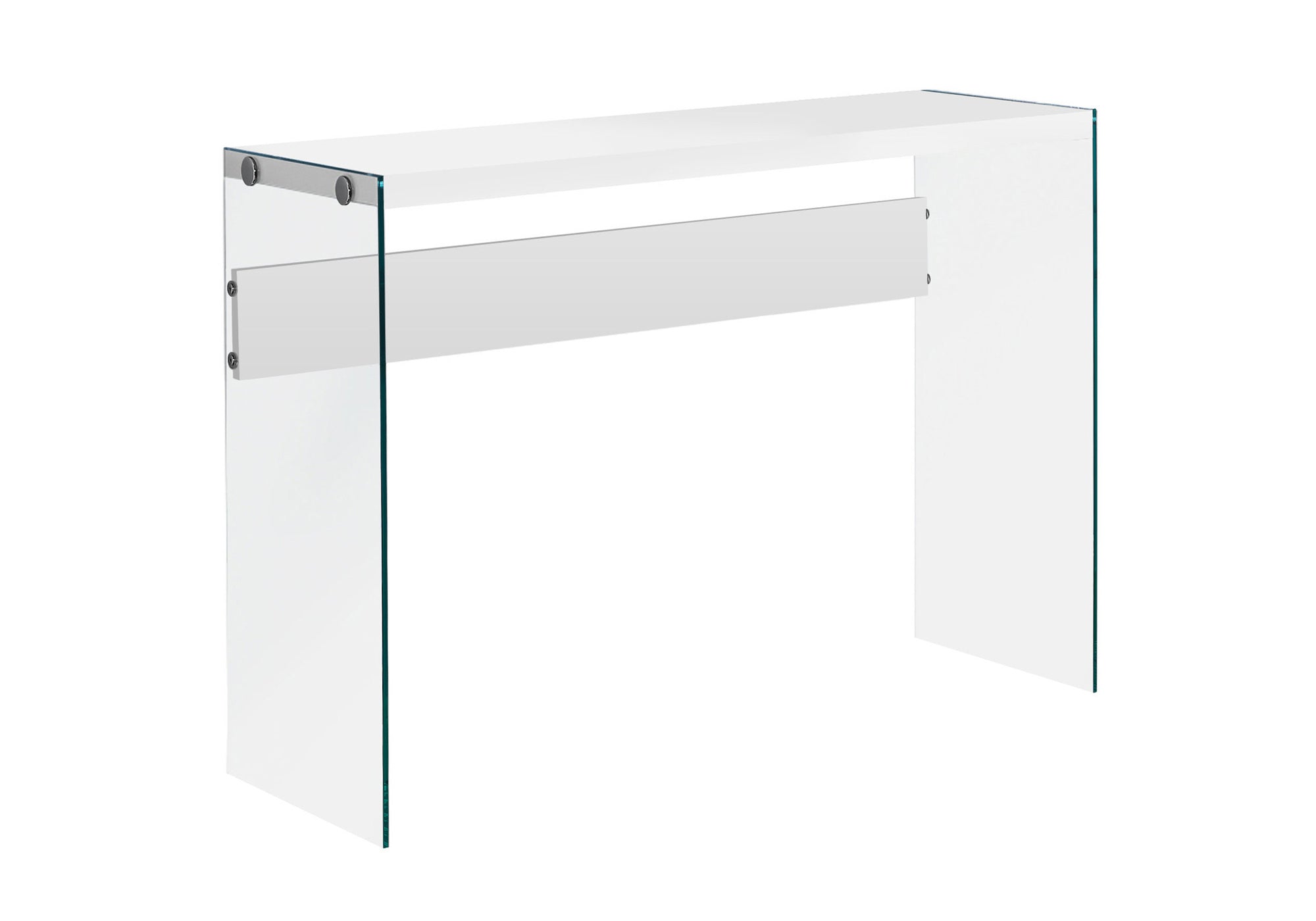 TABLE D'APPOINT - 44"L / BLANC LUSTRE / VERRE TREMPE – I 3288.