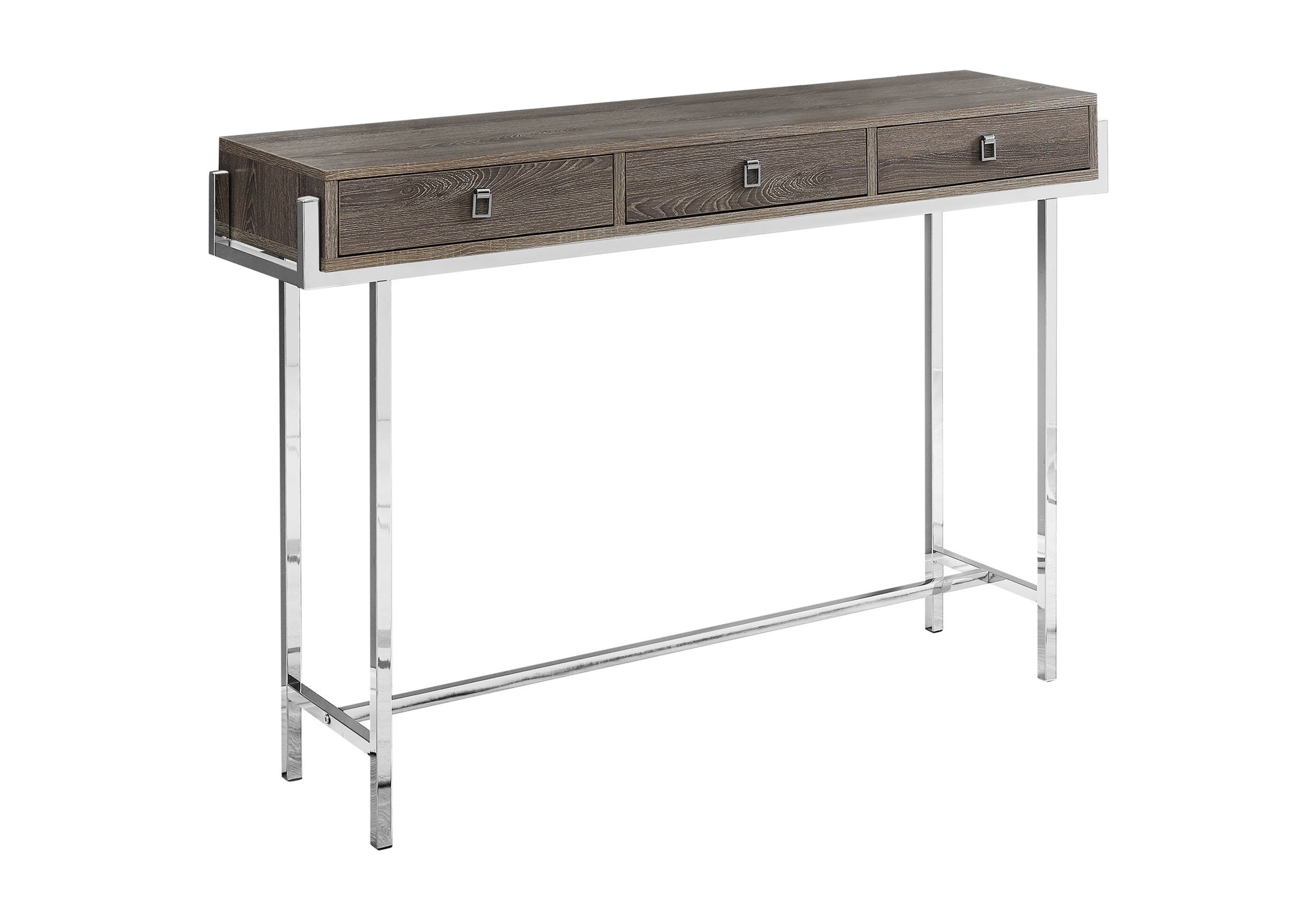 TABLE D'APPOINT - 48"L / TAUPE FONCE / METAL CHROME – I 3299.