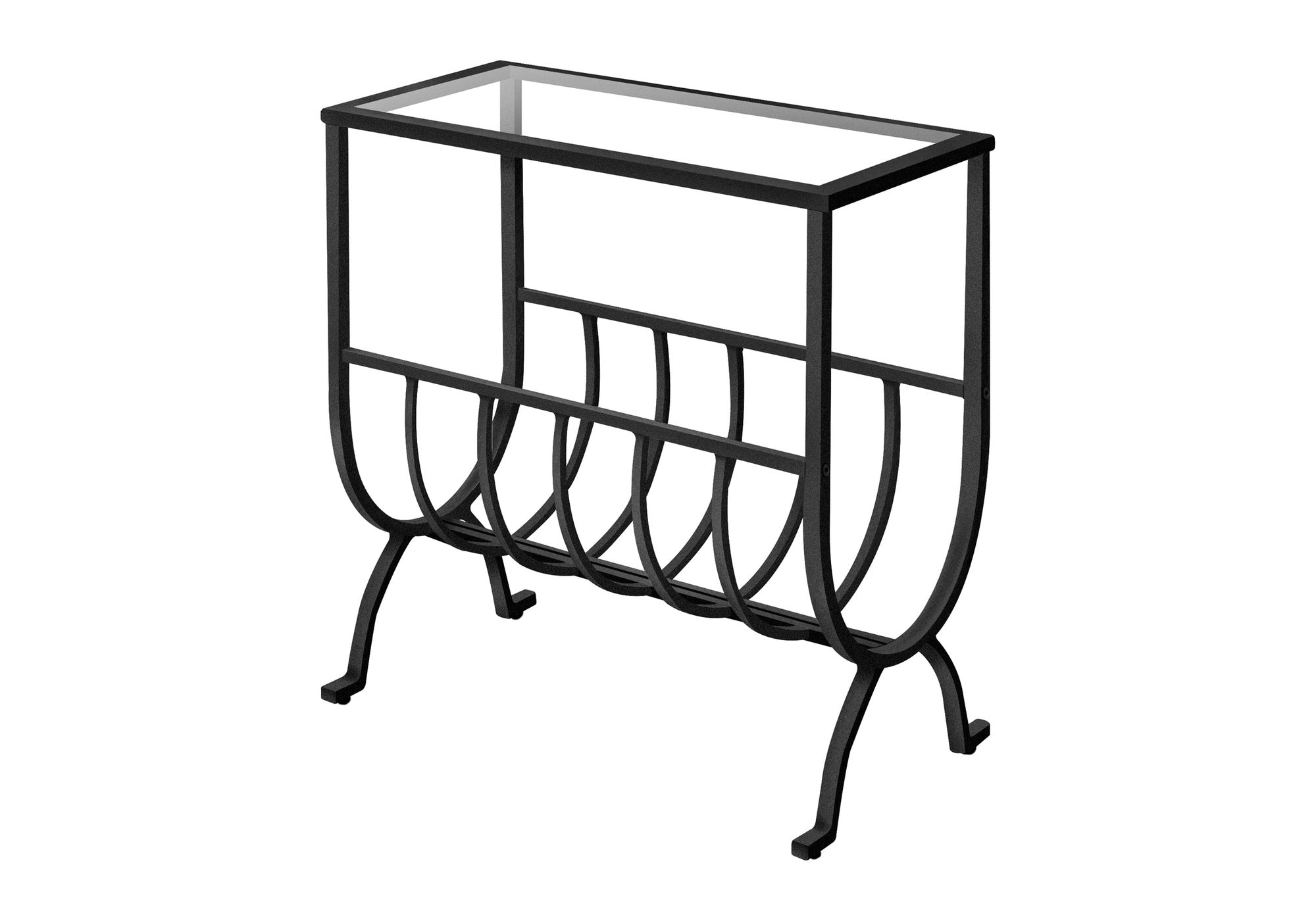 TABLE DE CHEVET - METAL NOIR AVEC VERRE TREMPE – I 3308.