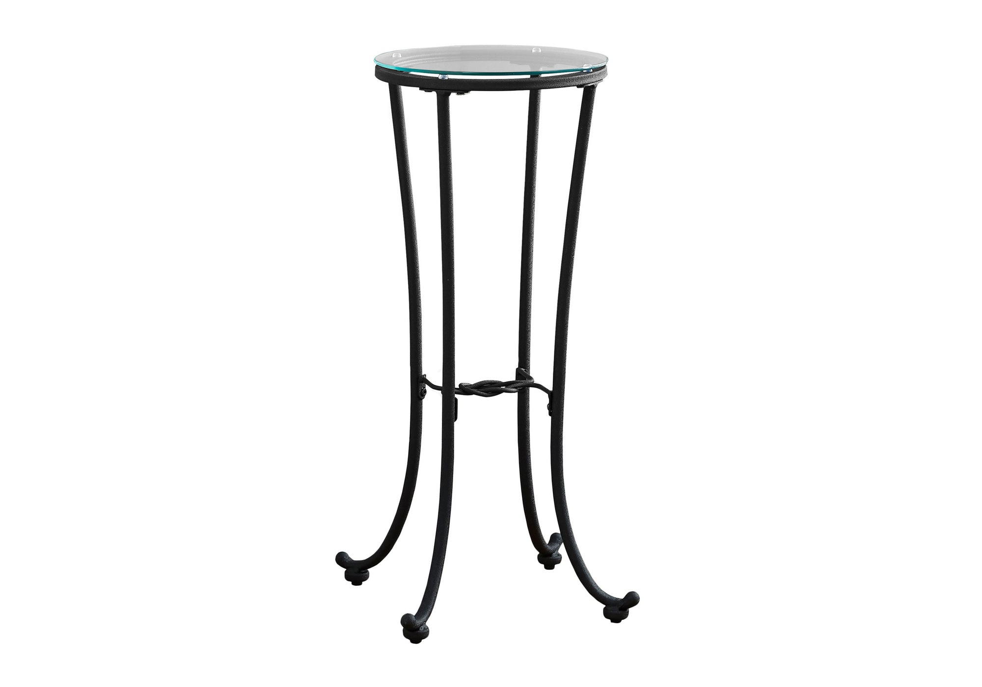 TABLE DE CHEVET - METAL NOIR MARTELE ET VERRE TREMPE – I 3332.