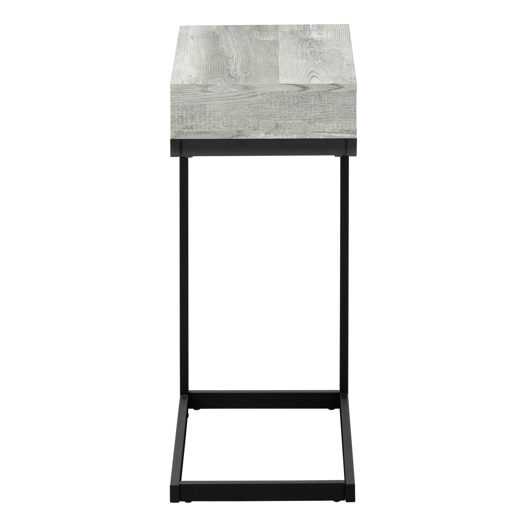 TABLE DE CHEVET - METAL NOIR / FAUX BOIS GRIS / TIROIR – I 3407.