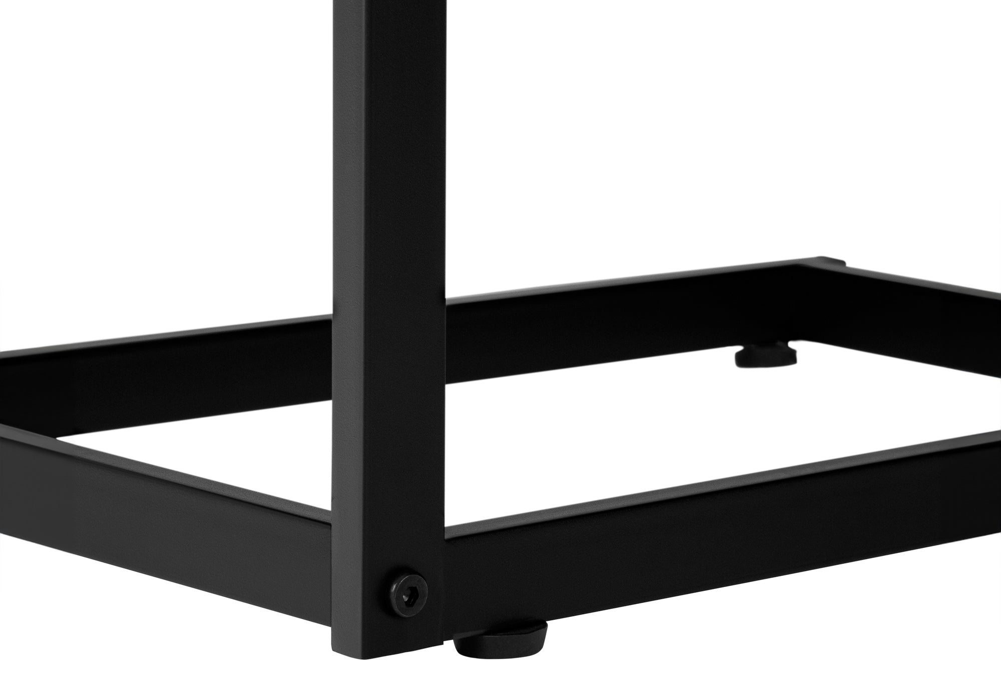TABLE DE CHEVET - METAL NOIR / FAUX BOIS GRIS / TIROIR – I 3407.