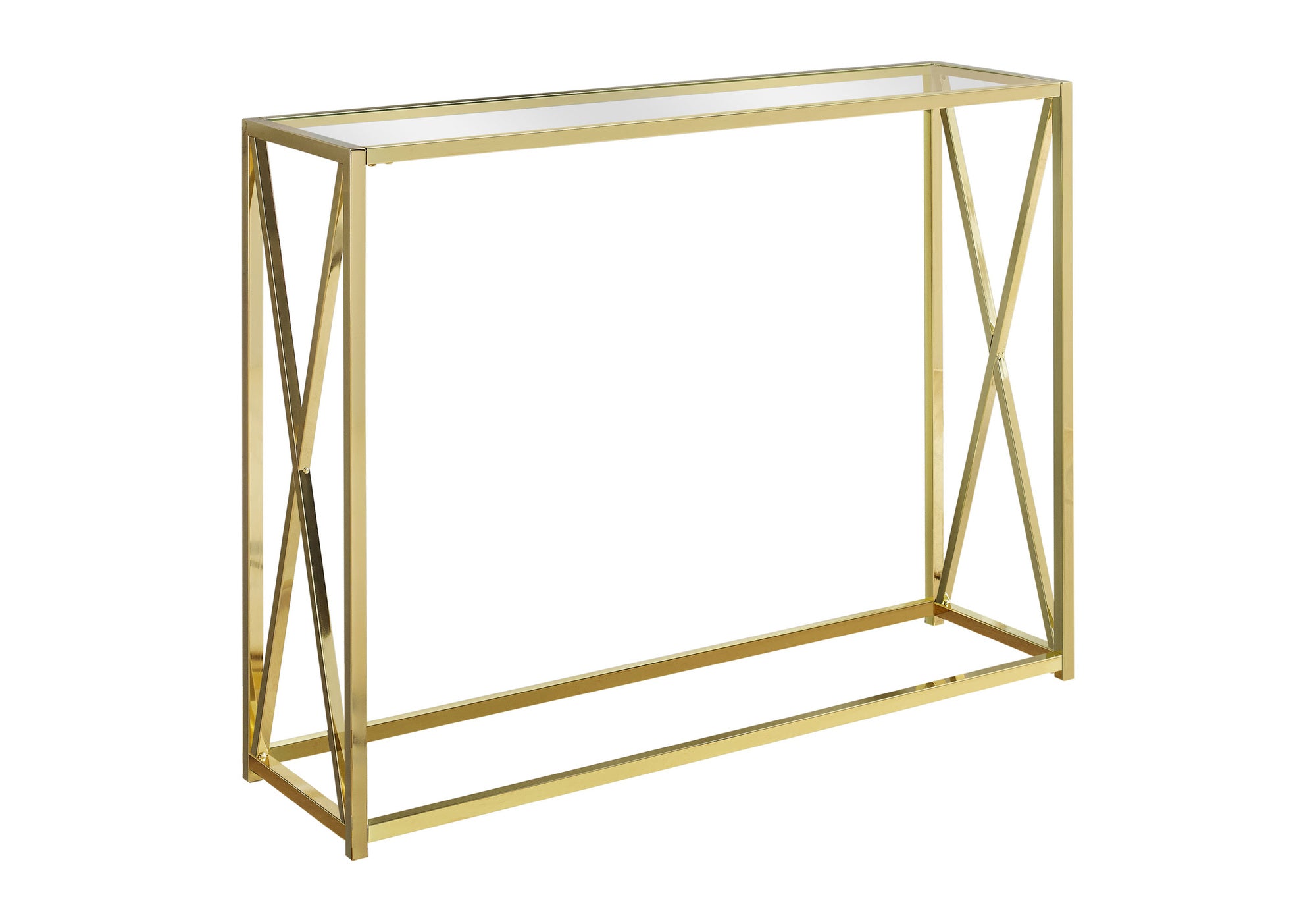 TABLE D'APPOINT - 42"L/ METAL OR AVEC VERRE TREMPE – I 3446.