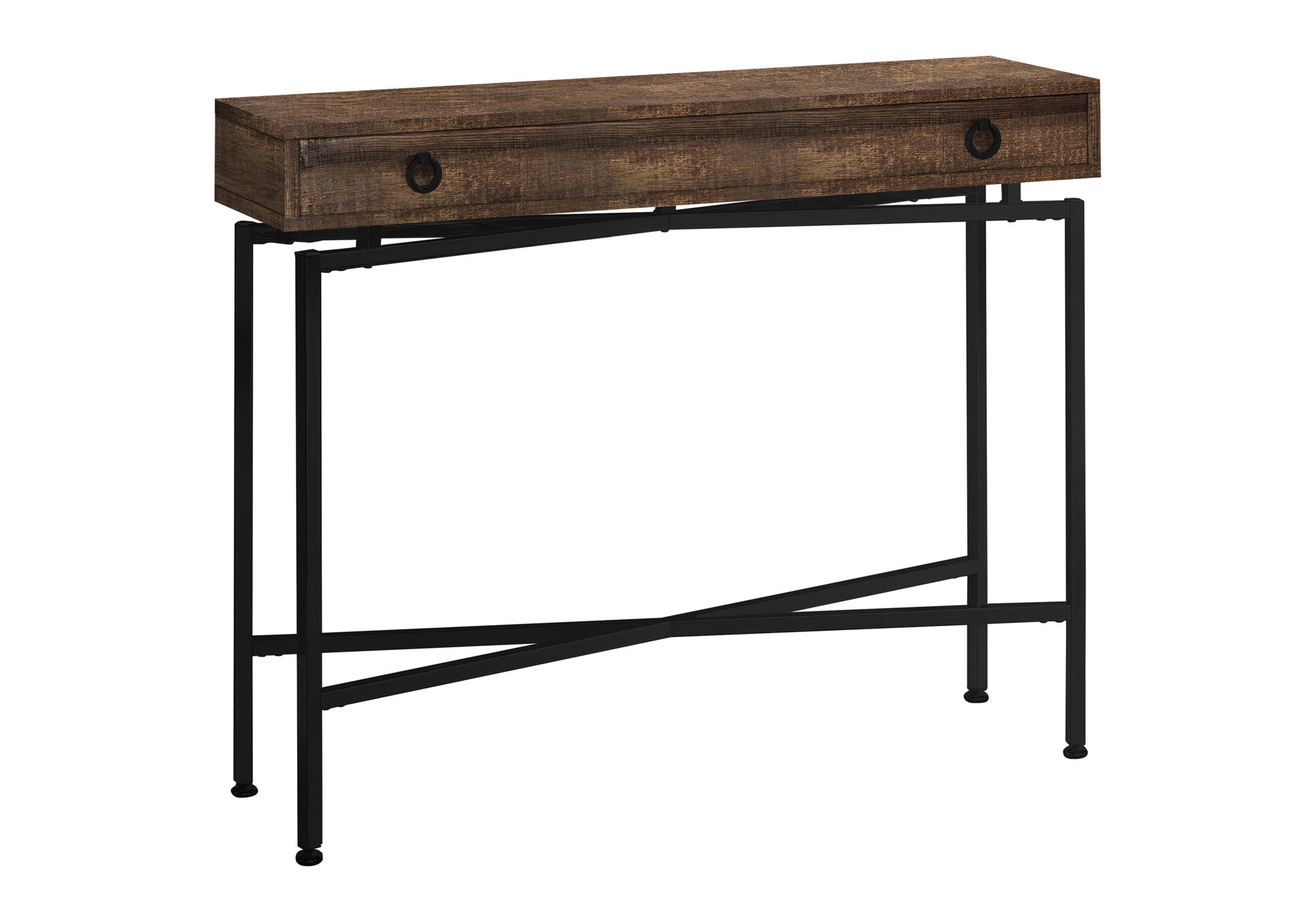 TABLE D'APPOINT - 42"L / FAUX BOIS BRUN / CONSOLE NOIR – I 3453.