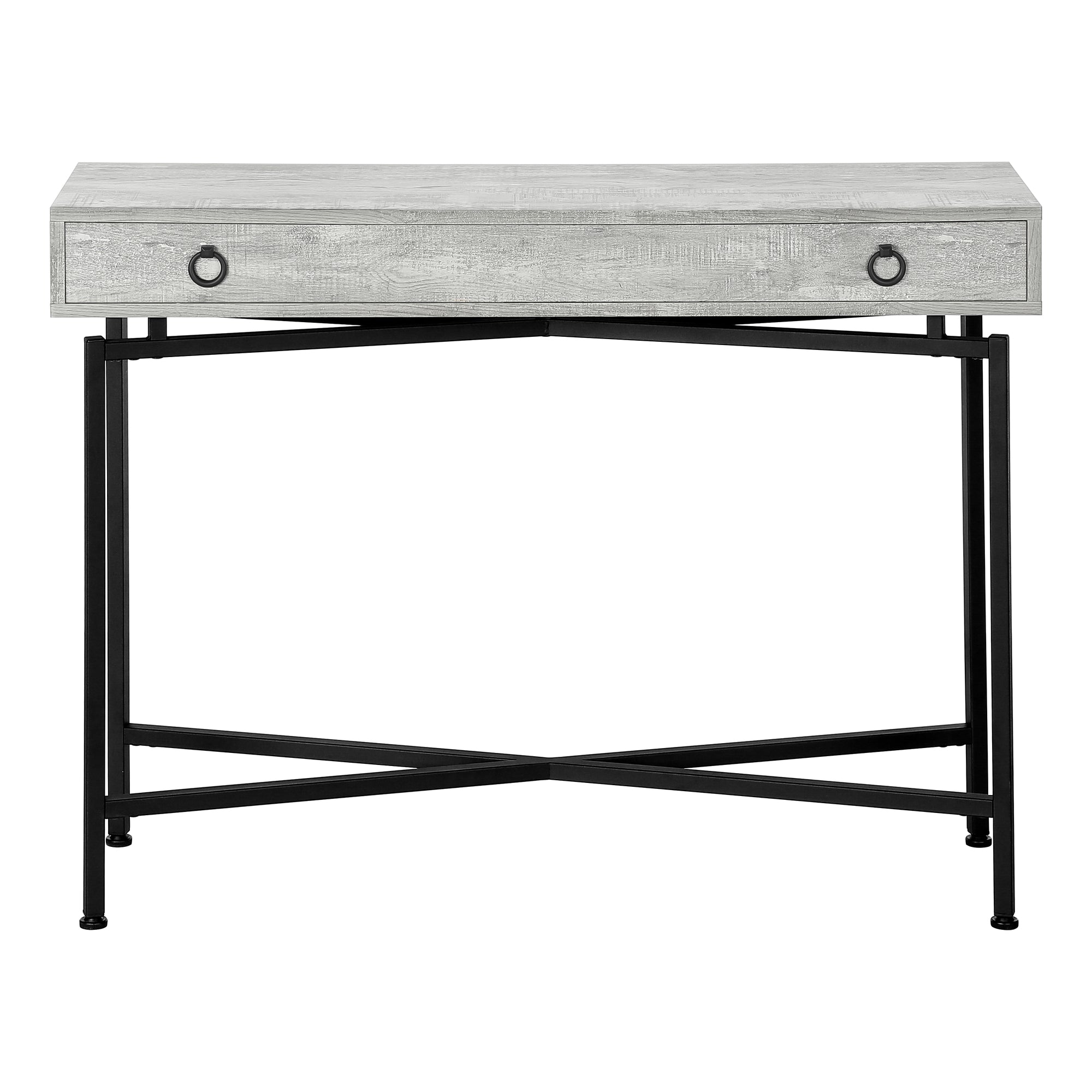 TABLE D'APPOINT - 42"L / FAUX BOIS GRIS / CONSOLE NOIR – I 3454.