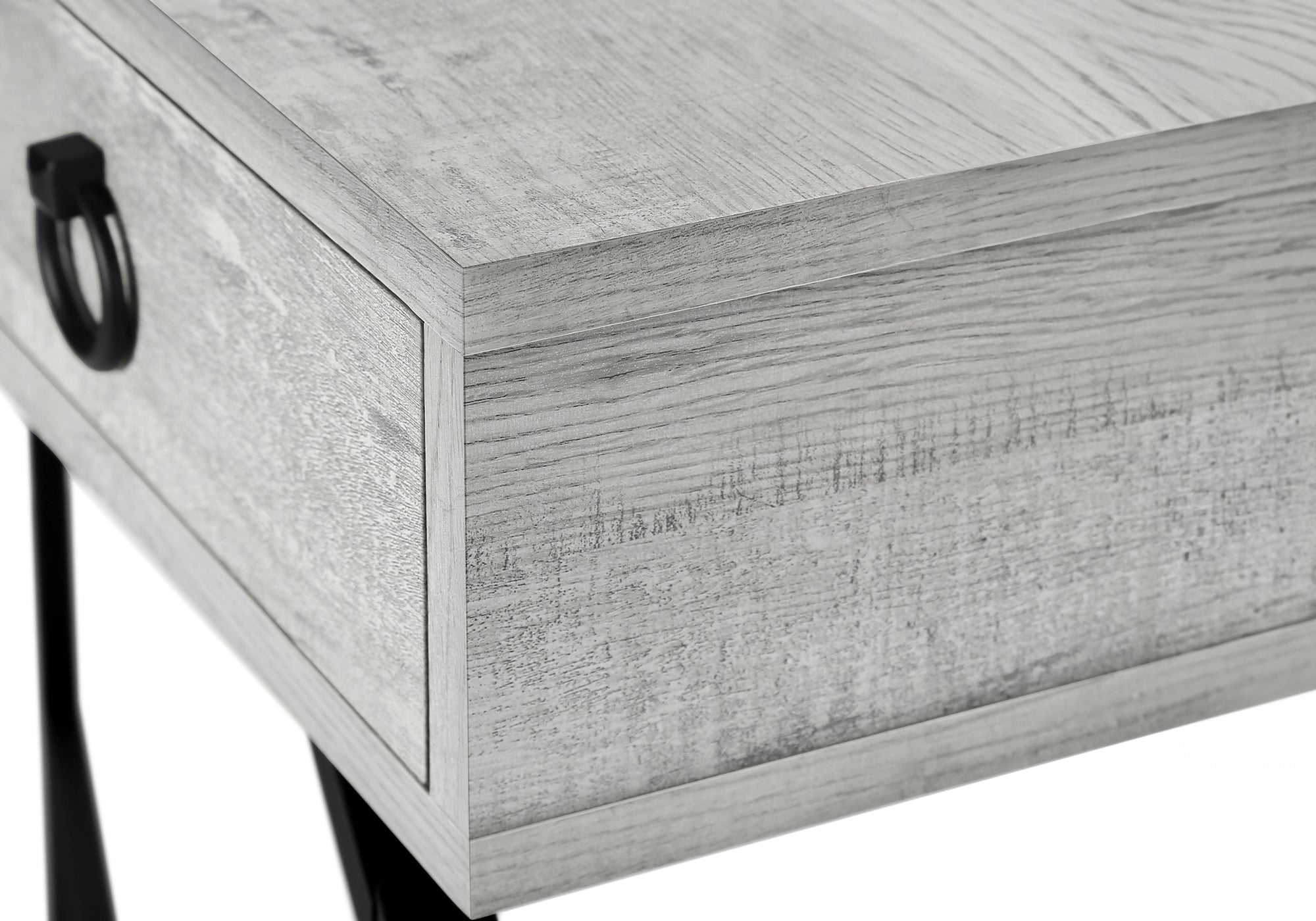 TABLE D'APPOINT - 42"L / FAUX BOIS GRIS / CONSOLE NOIR – I 3454.