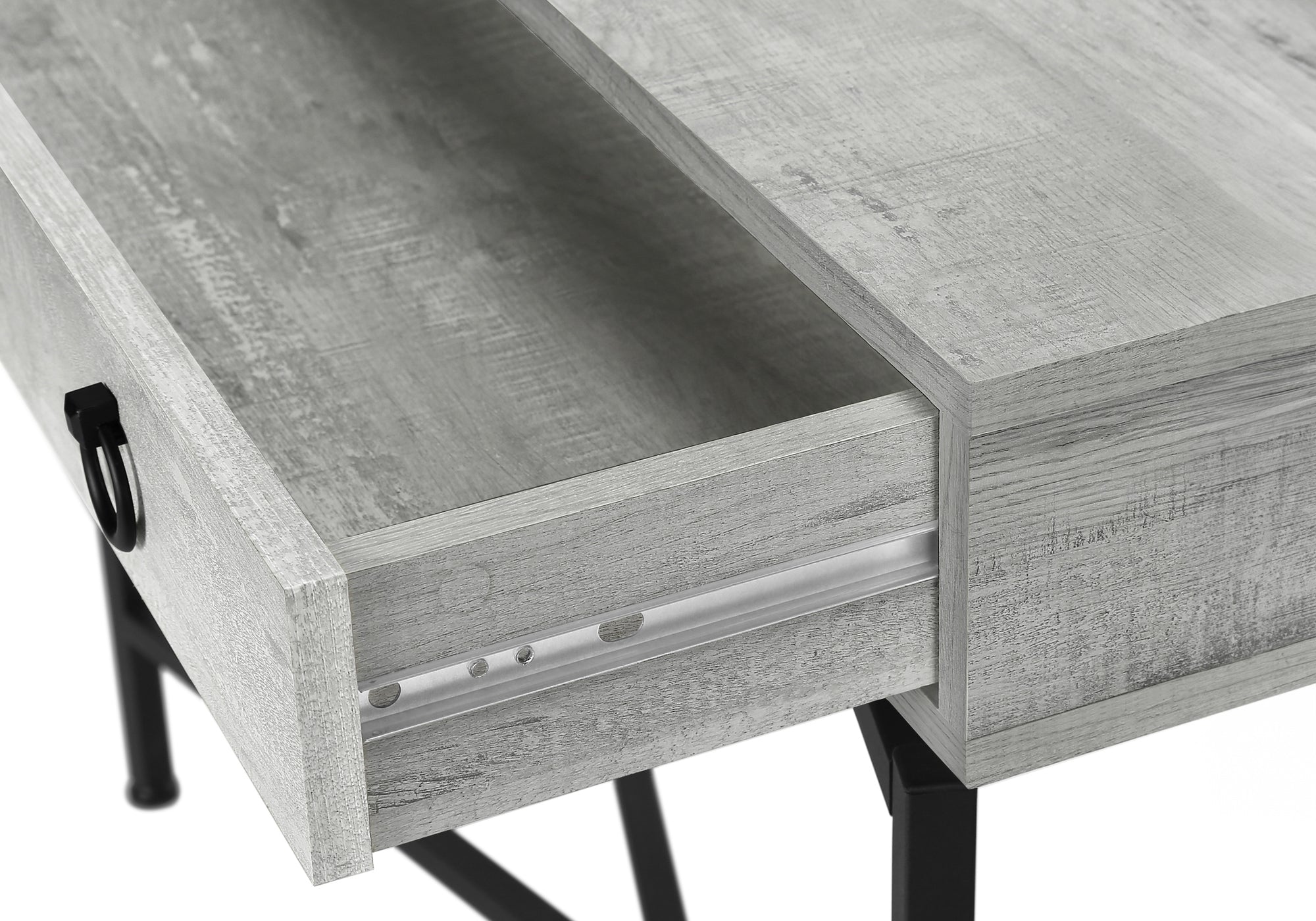 TABLE D'APPOINT - 42"L / FAUX BOIS GRIS / CONSOLE NOIR – I 3454.