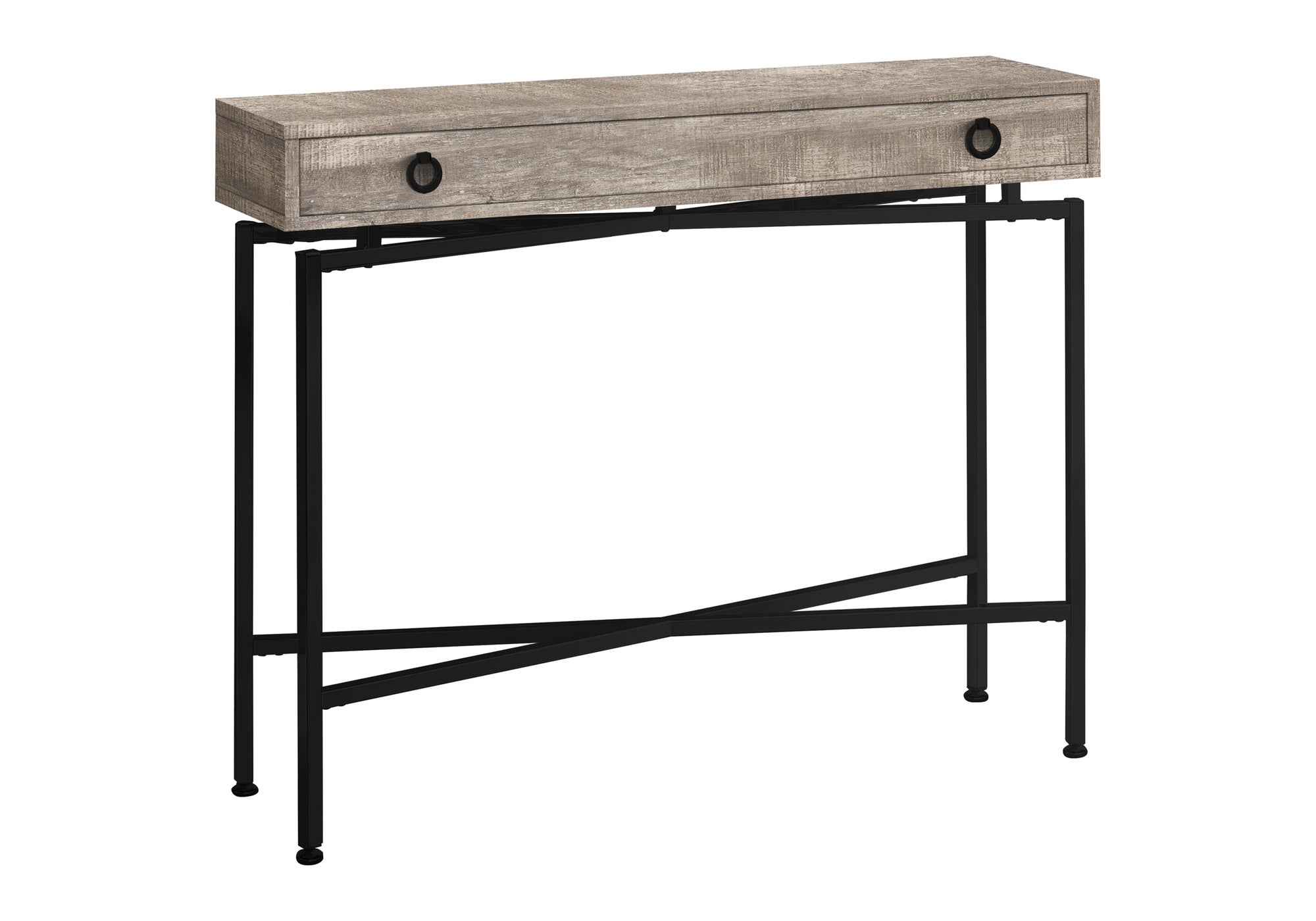 TABLE D'APPOINT - 42"L / FAUX BOIS TAUPE / CONSOLE NOIR – I 3455.