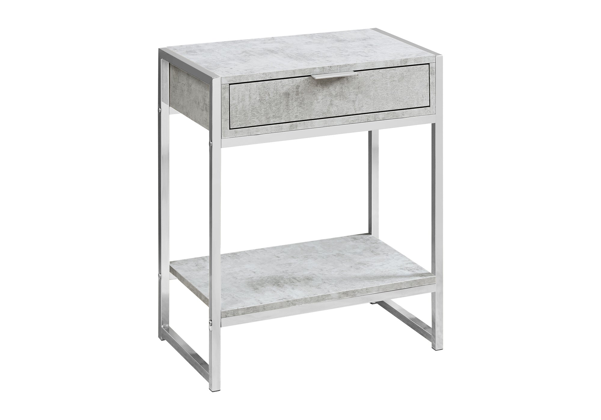TABLE DE CHEVET - 24"H / GRIS CIMENTE / METAL CHROME – I 3481.