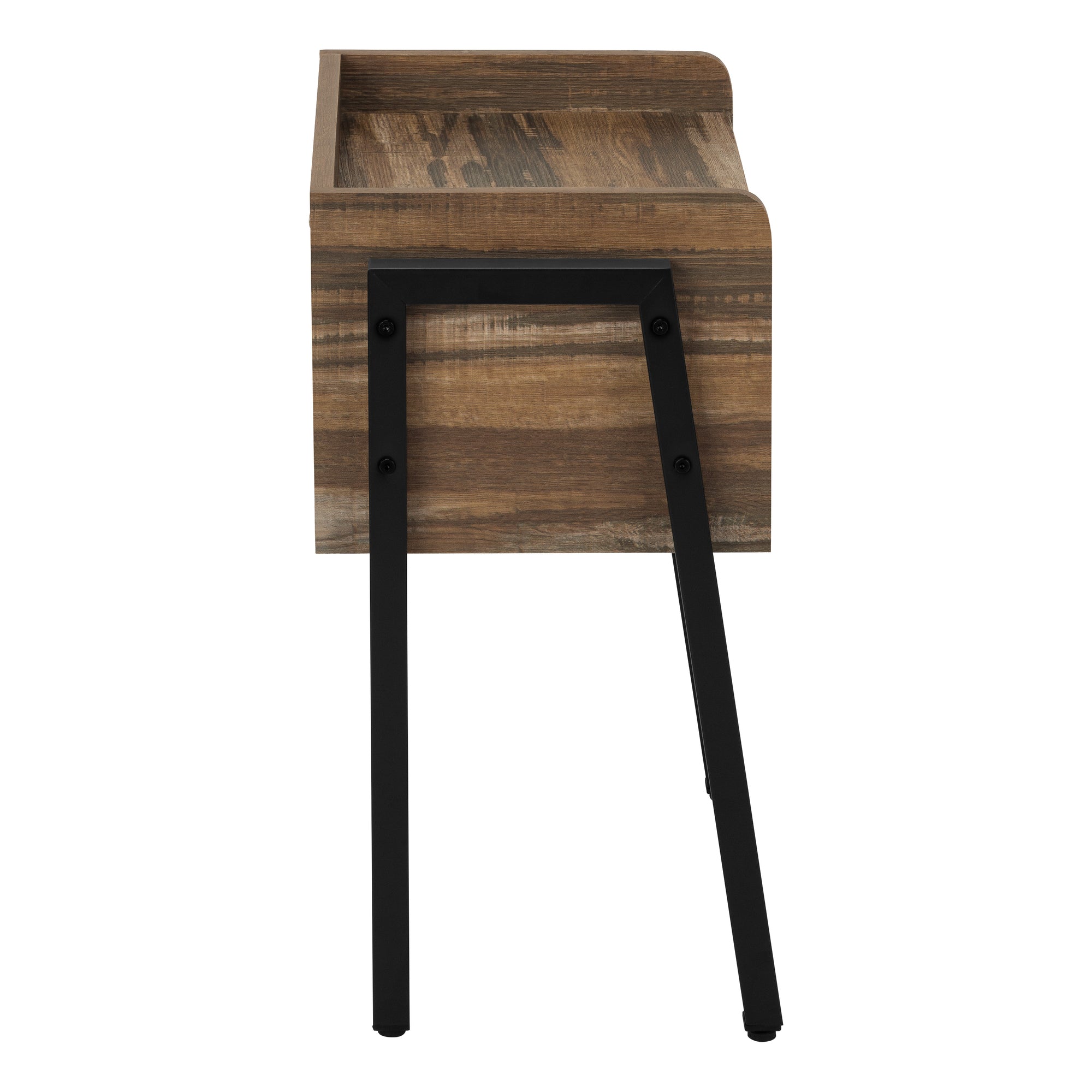 TABLE DE CHEVET - 23"H / FAUX BOIS BRUN / METAL NOIR – I 3583.