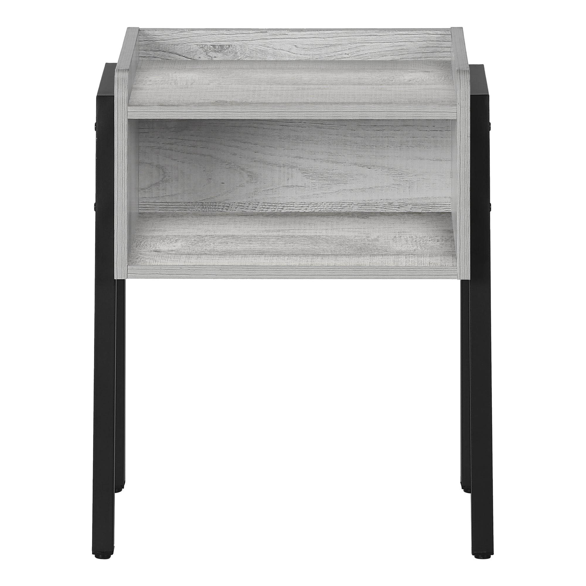 TABLE DE CHEVET - 23"H / GRIS / METAL NOIR – I 3591.