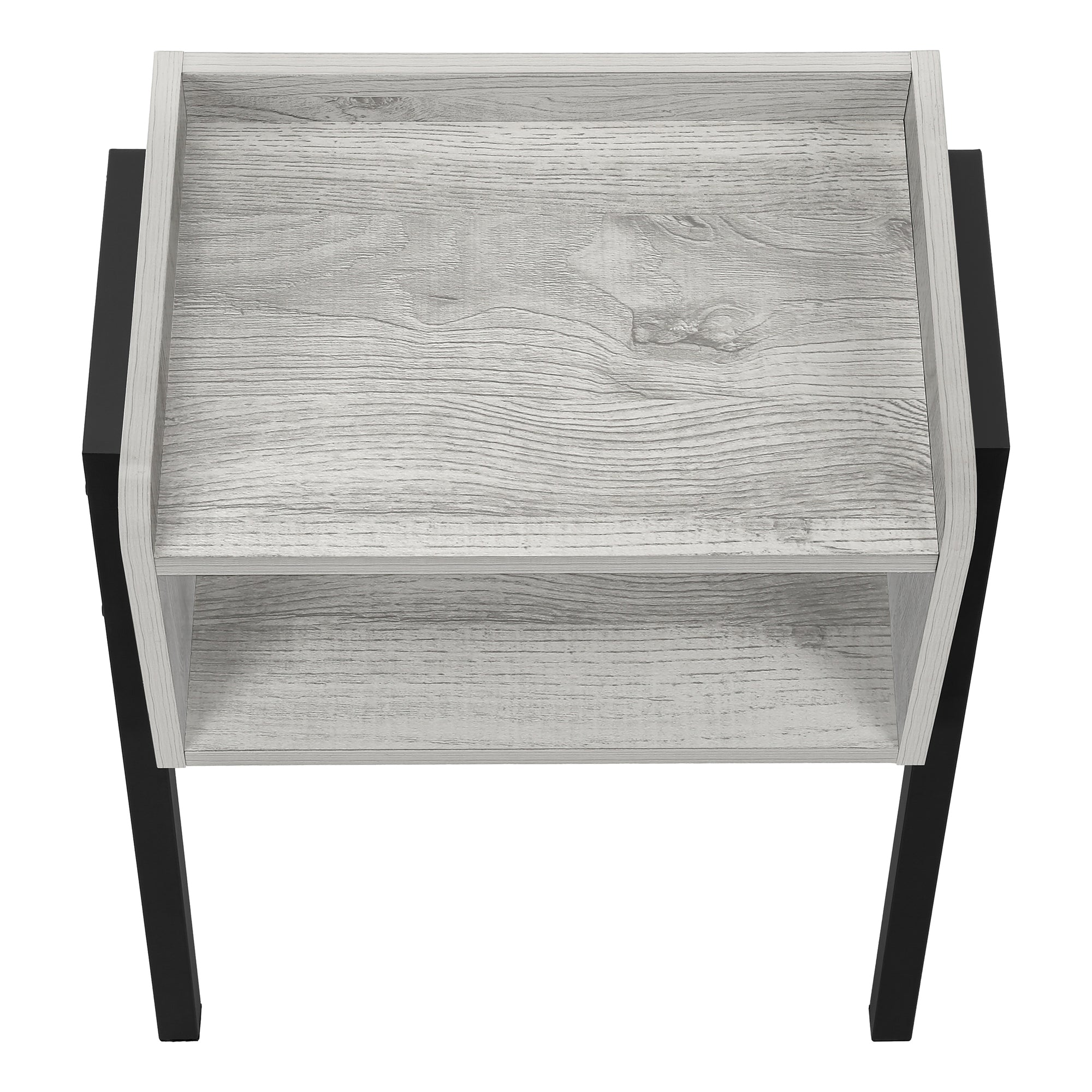 TABLE DE CHEVET - 23"H / GRIS / METAL NOIR – I 3591.