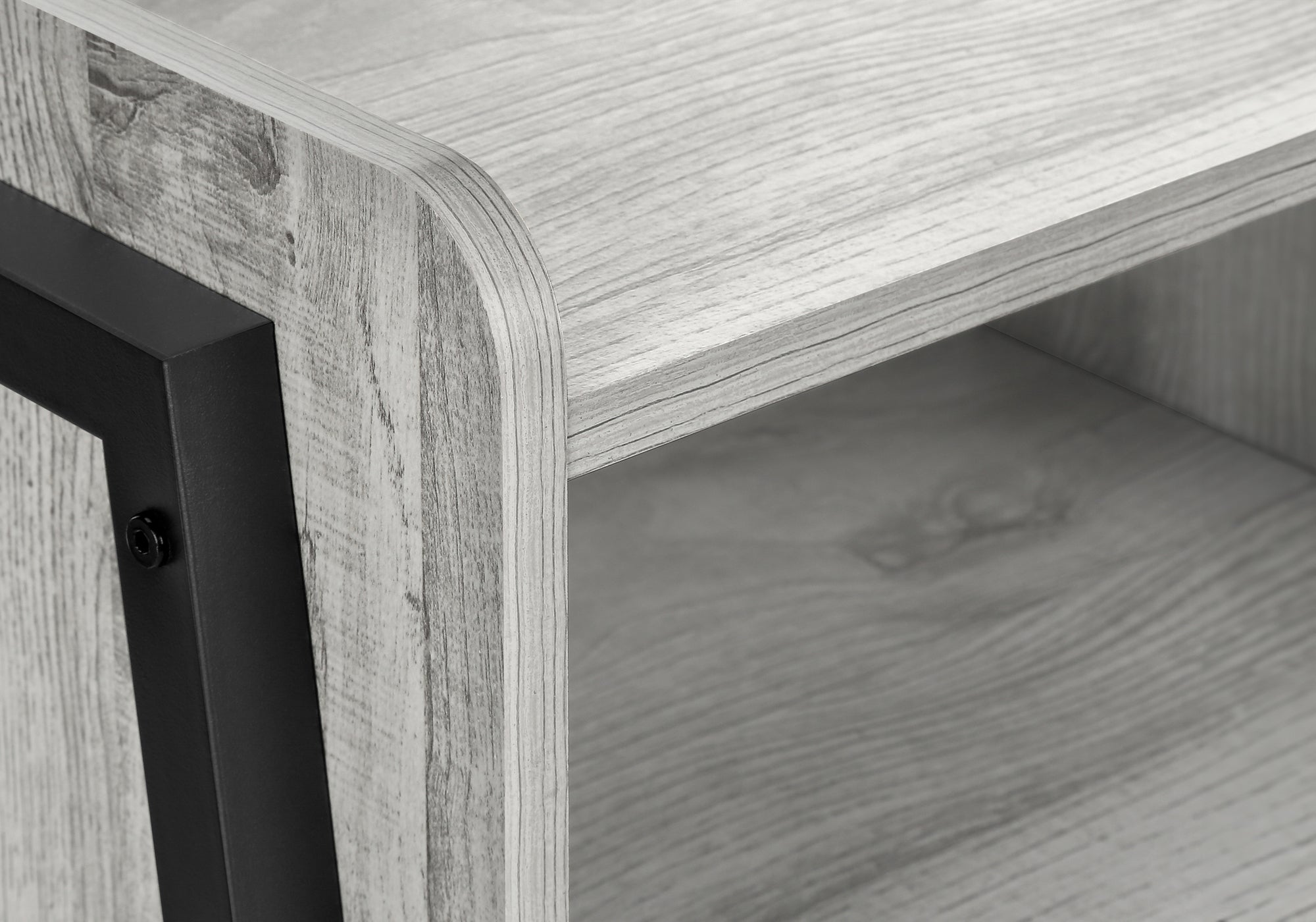TABLE DE CHEVET - 23"H / GRIS / METAL NOIR – I 3591.