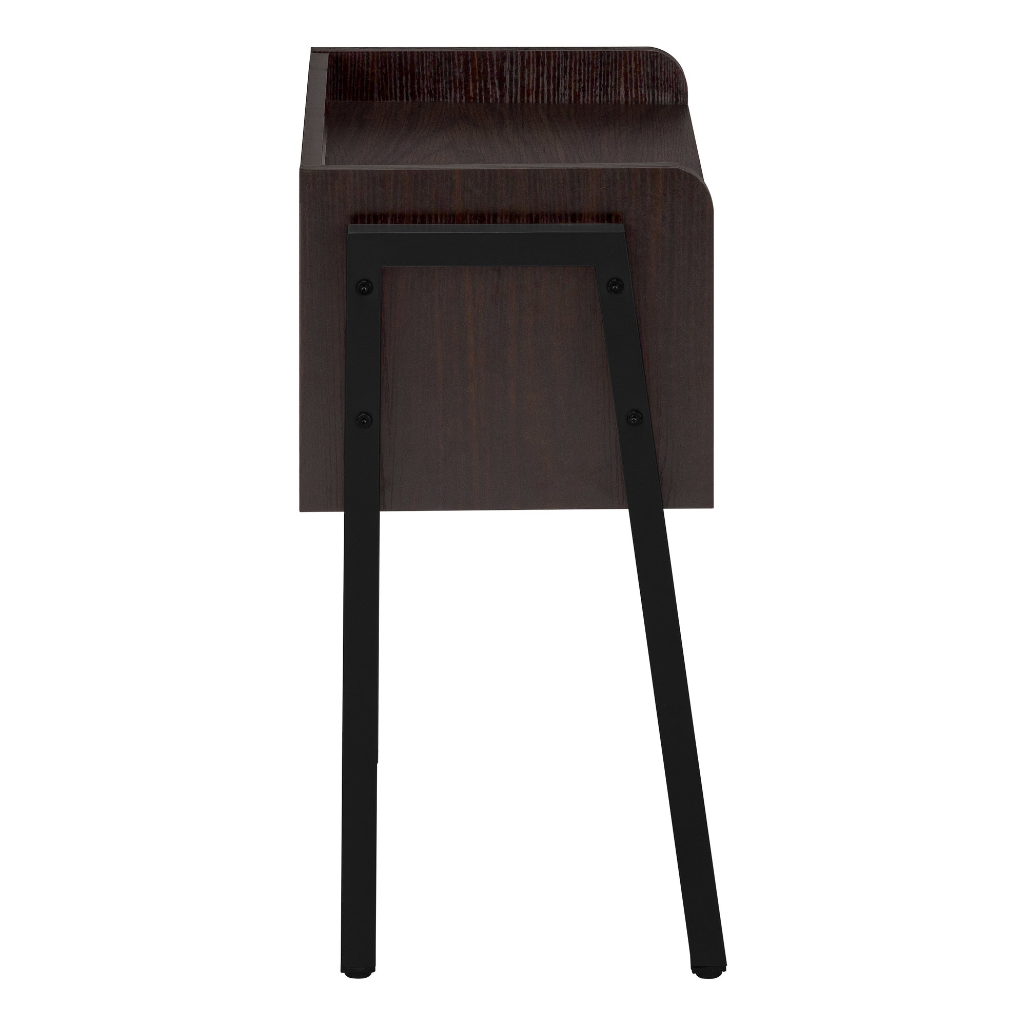 TABLE DE CHEVET - 23"H / ESPRESSO / METAL NOIR – I 3593.